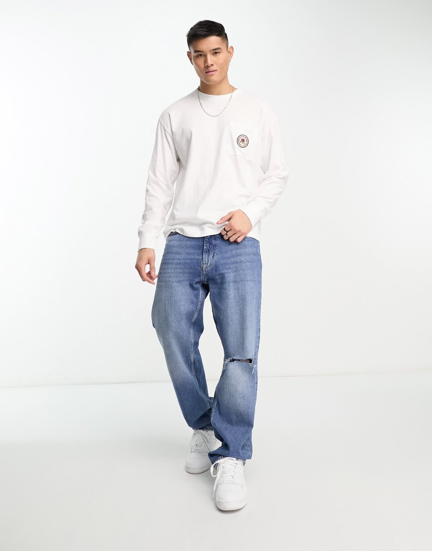 Abercrombie & Fitch patch & back logo long sleeve top in white - ASOS Sample Sale