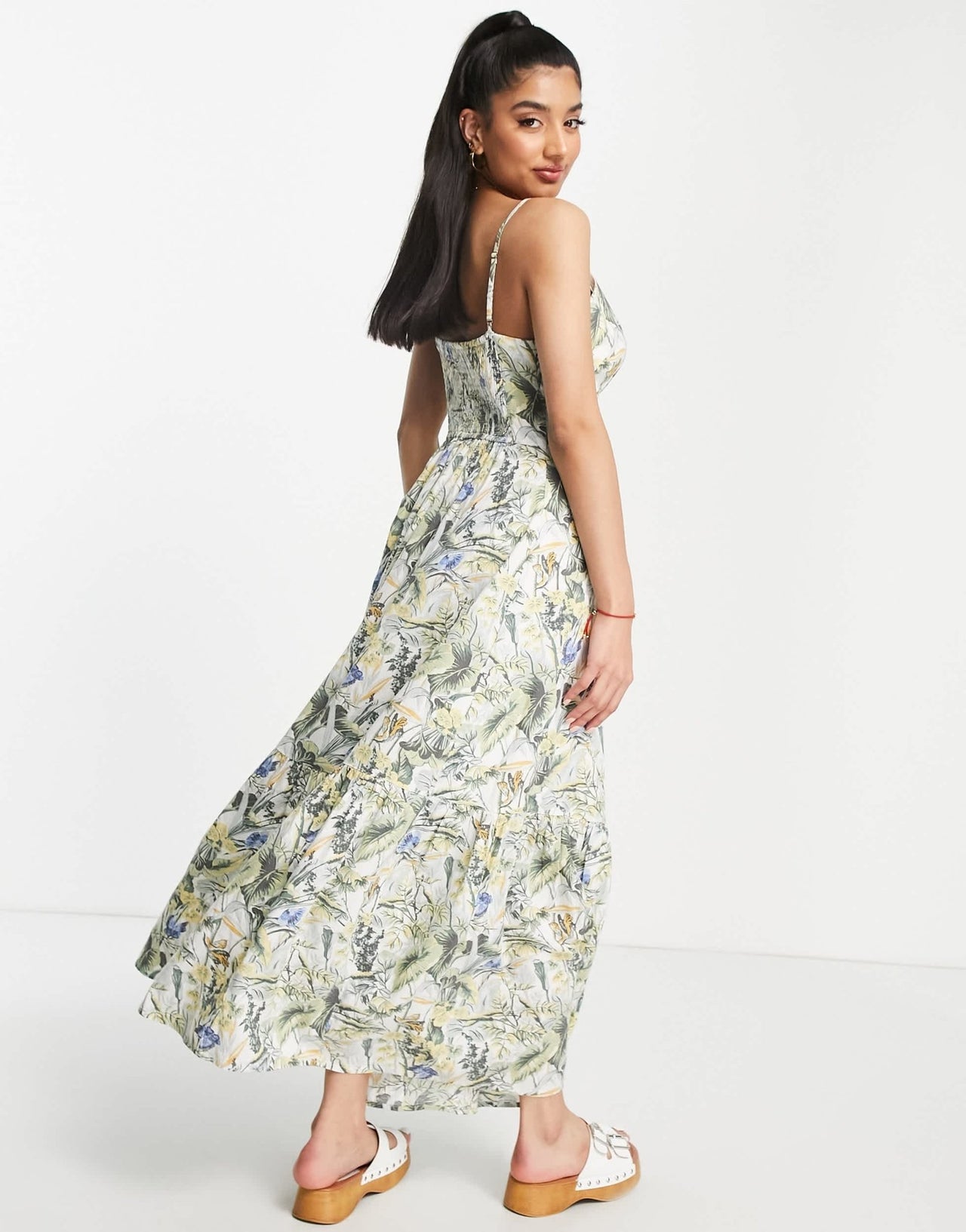 Abercrombie & Fitch plunge maxi dress in tropical print - ASOS Sample Sale