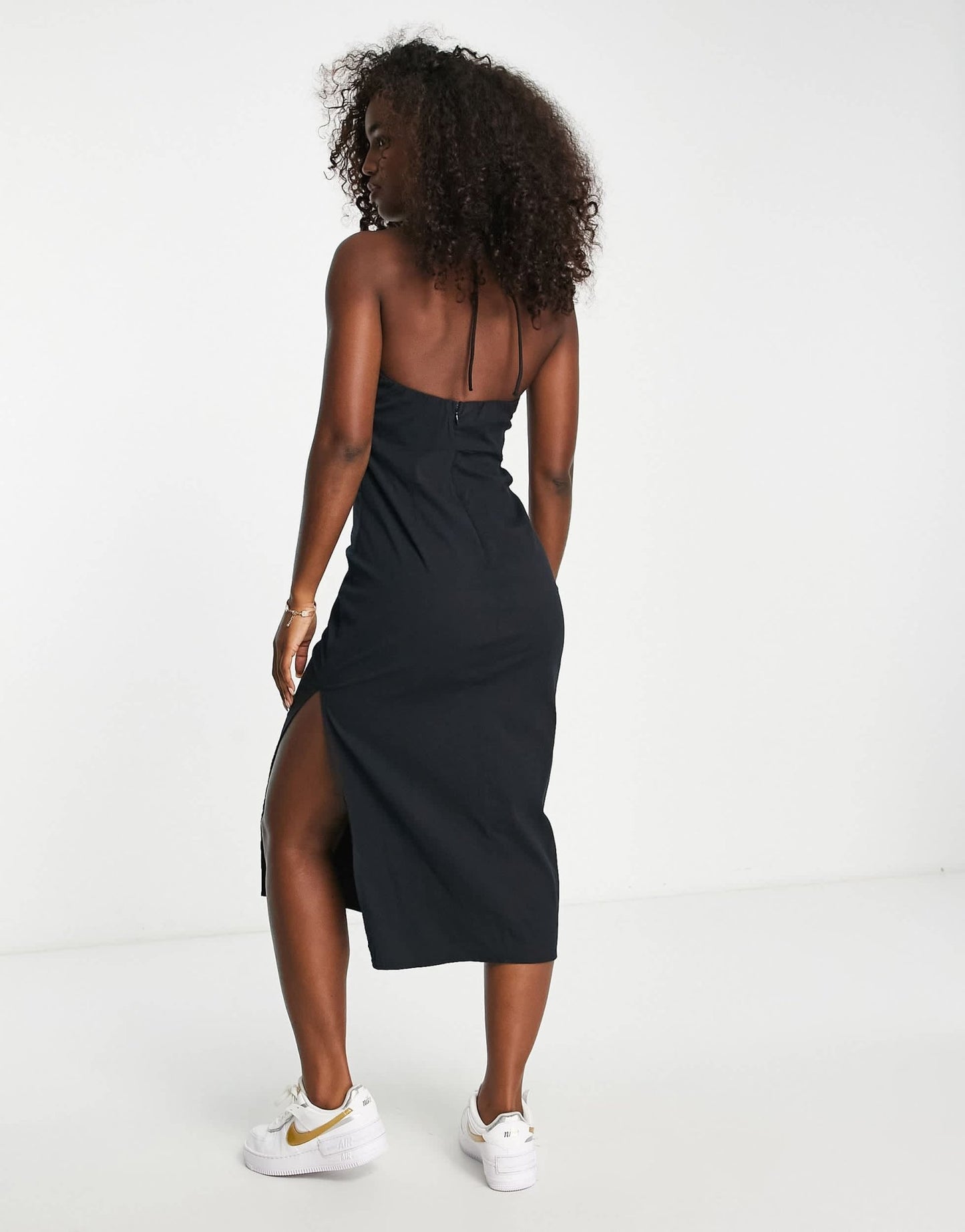 Abercrombie & Fitch plunge o - ring midi dress in black - ASOS Sample Sale