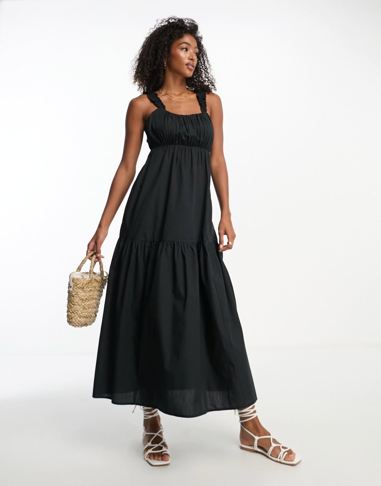 Abercrombie & Fitch poplin maxi dress in black - ASOS Sample Sale