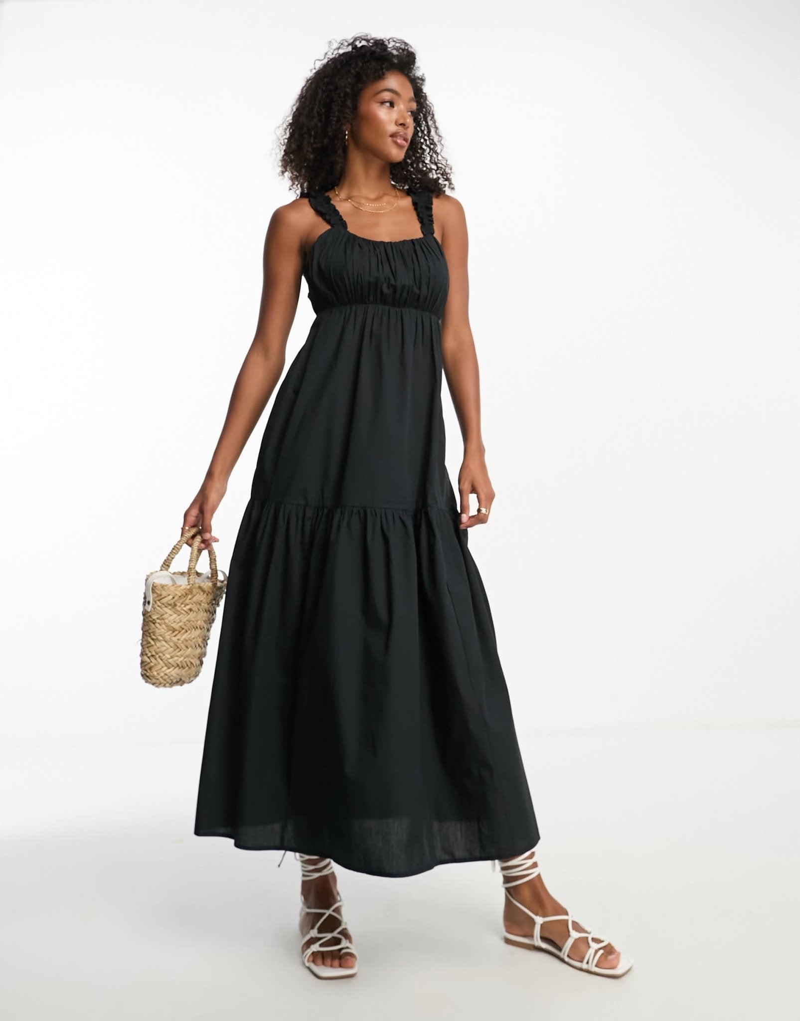 Abercrombie & Fitch poplin maxi dress in black - ASOS Sample Sale