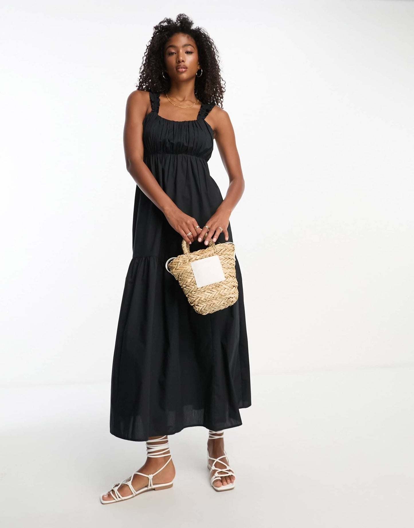 Abercrombie & Fitch poplin maxi dress in black - ASOS Sample Sale
