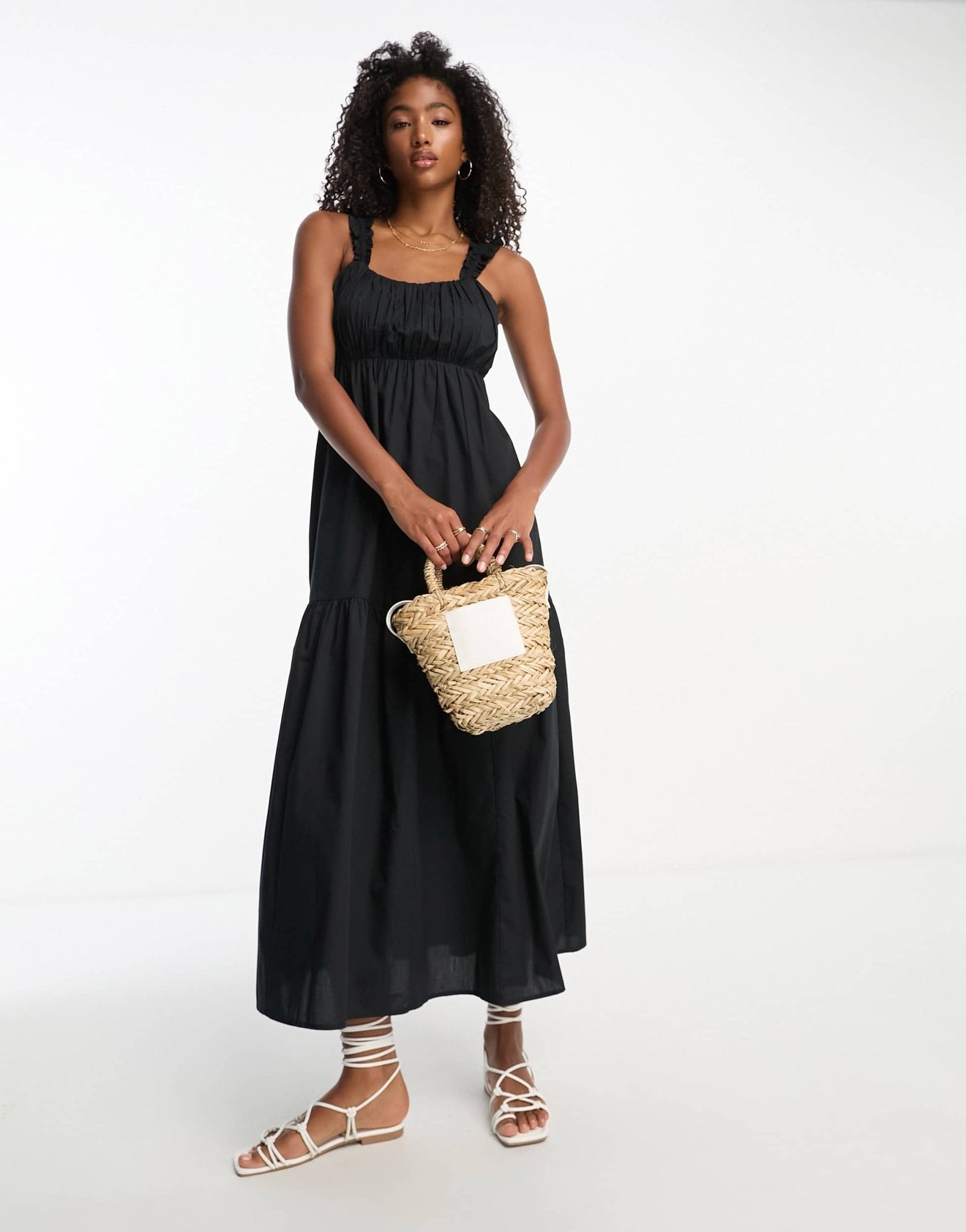 Abercrombie & Fitch poplin maxi dress in black - ASOS Sample Sale