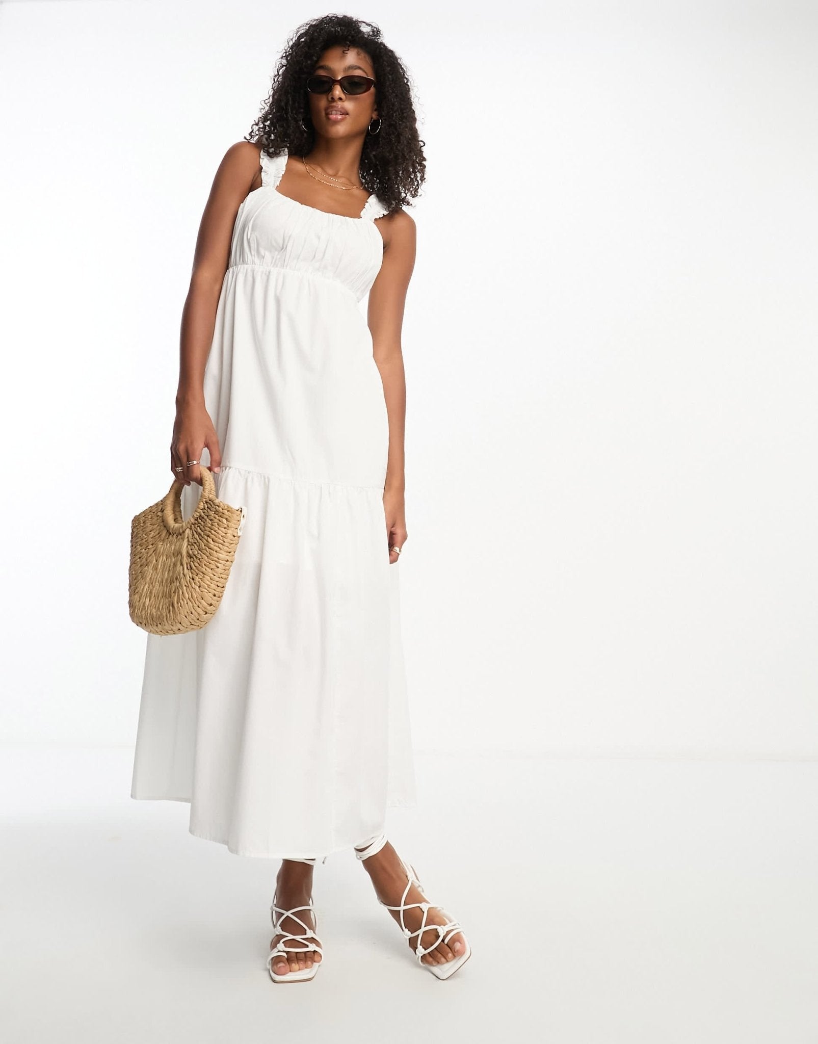 Abercrombie & Fitch poplin maxi dress in white - ASOS Sample Sale