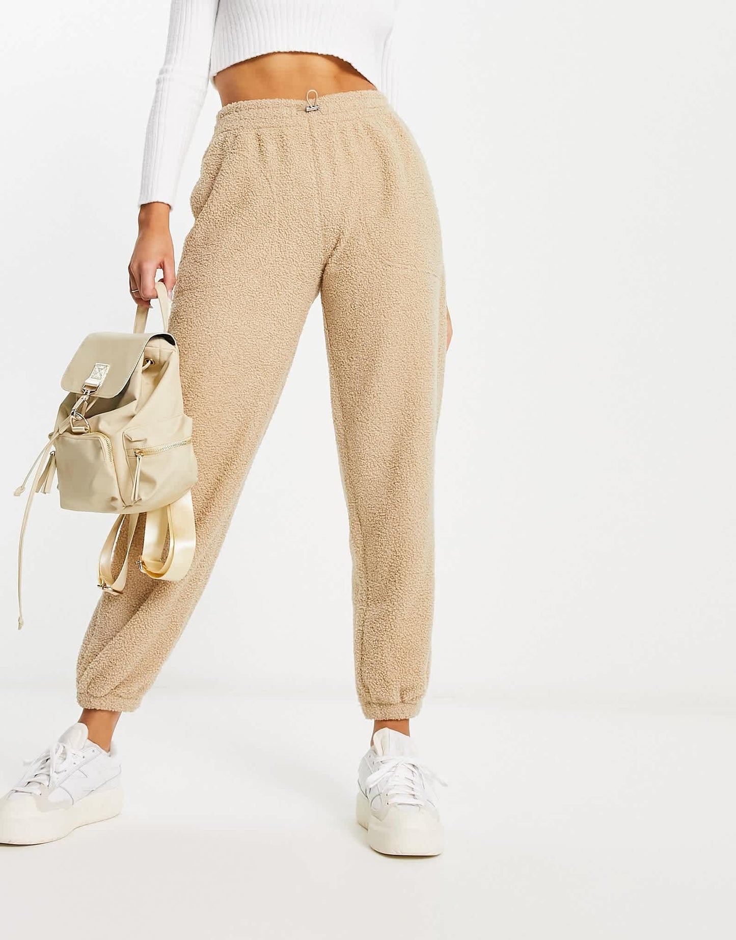 Abercrombie & Fitch quilted sherpa casual jogger in stone - ASOS Sample Sale