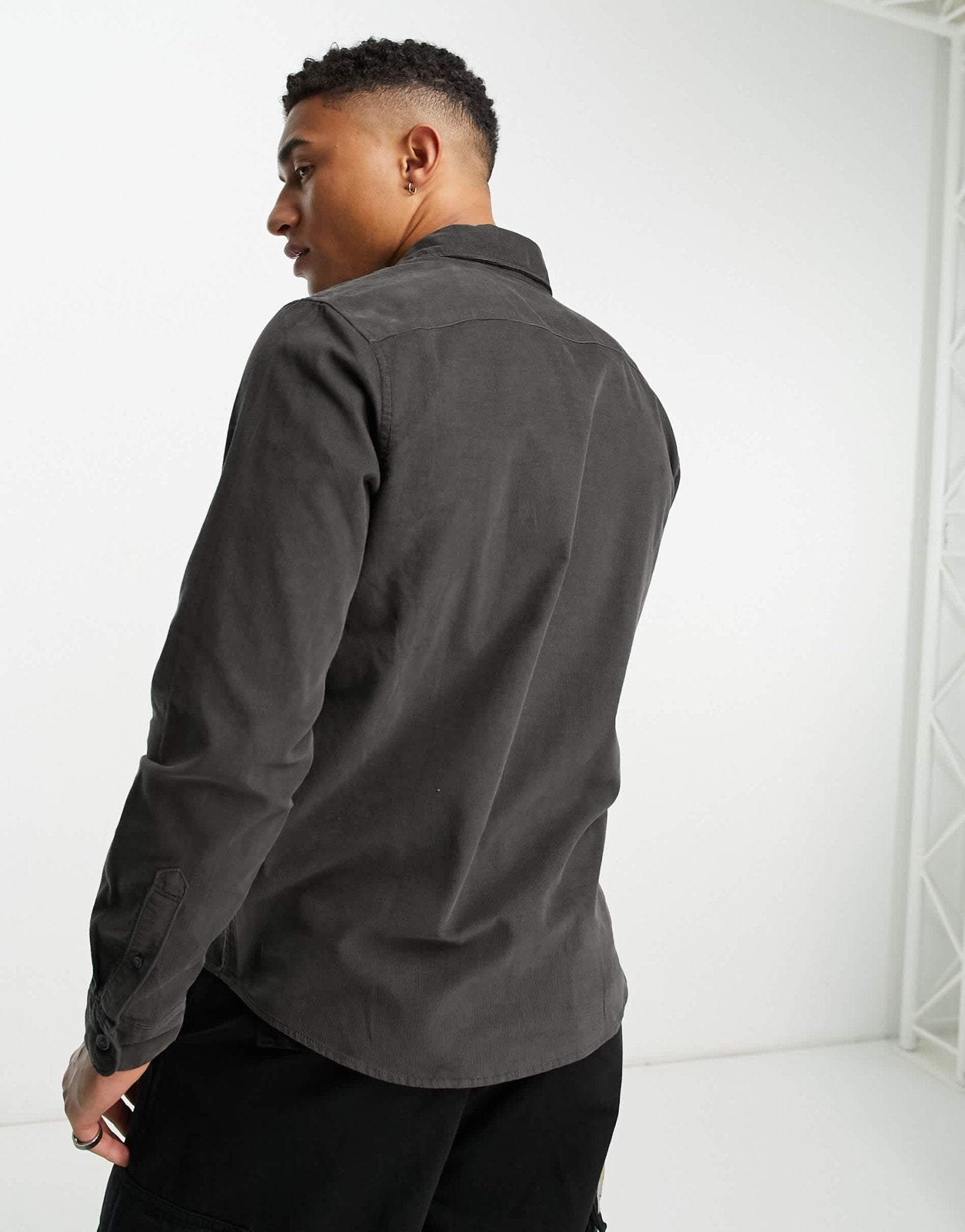 Abercrombie & Fitch relaxed fit cord shirt in dark grey - ASOS Sample Sale