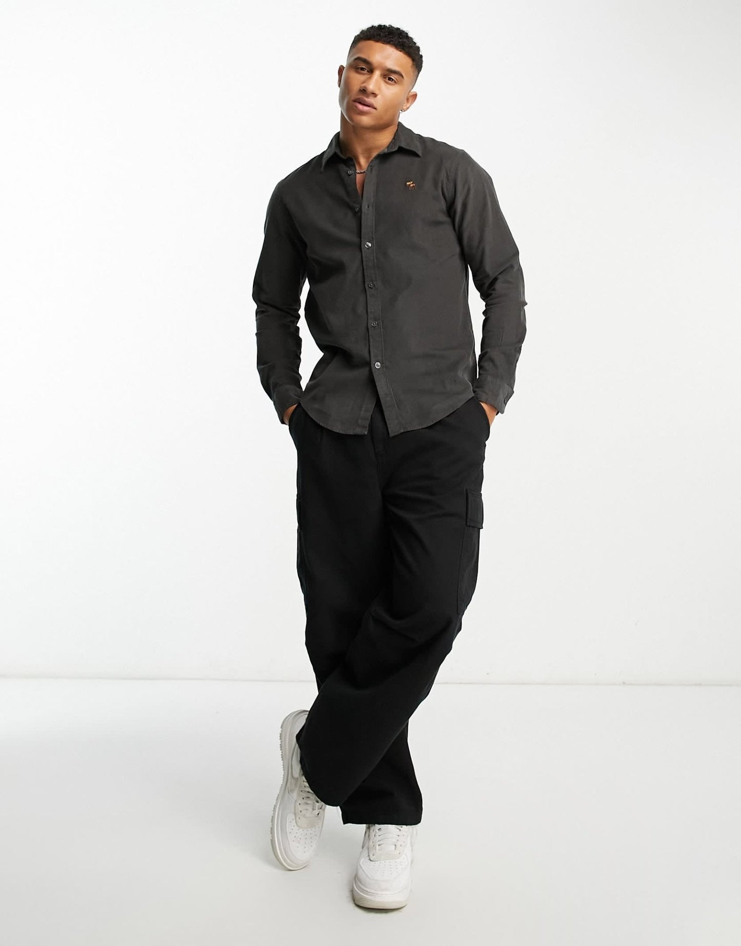 Abercrombie & Fitch relaxed fit cord shirt in dark grey - ASOS Sample Sale