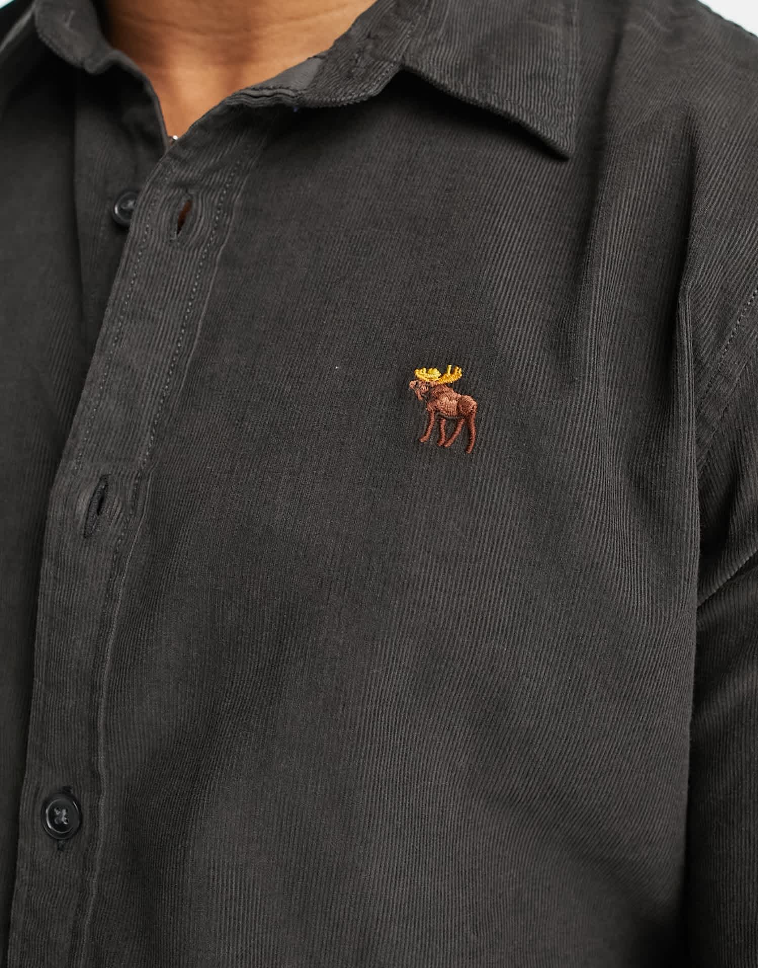 Abercrombie & Fitch relaxed fit cord shirt in dark grey - ASOS Sample Sale