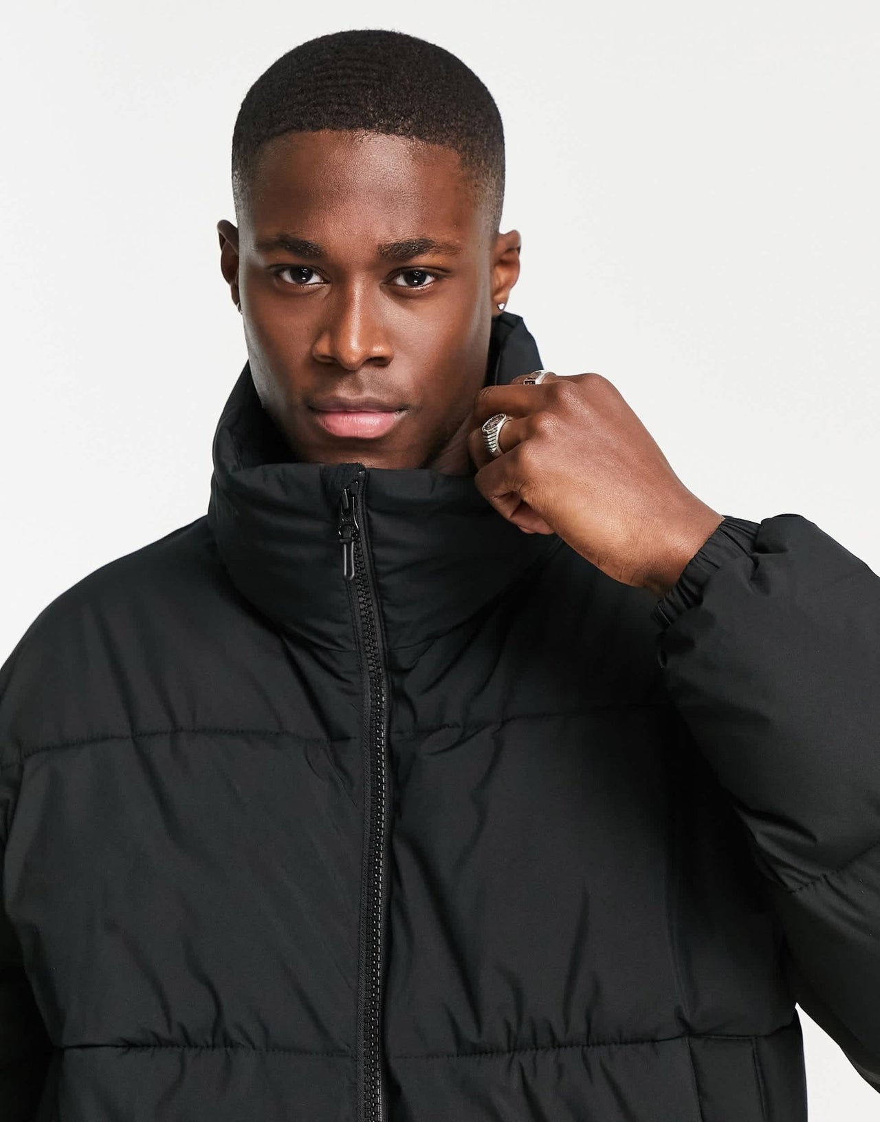 Abercrombie & Fitch relaxed fit heavy puffer jacket in black - ASOS Sample Sale