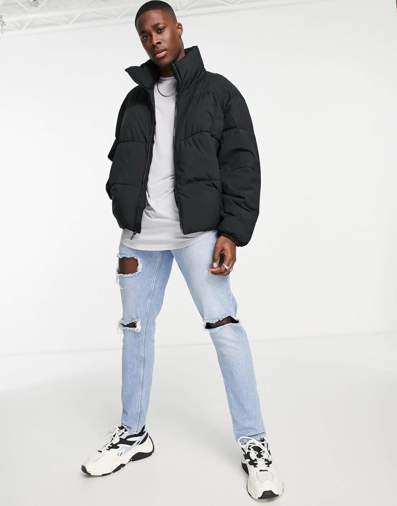 Abercrombie & Fitch relaxed fit heavy puffer jacket in black - ASOS Sample Sale