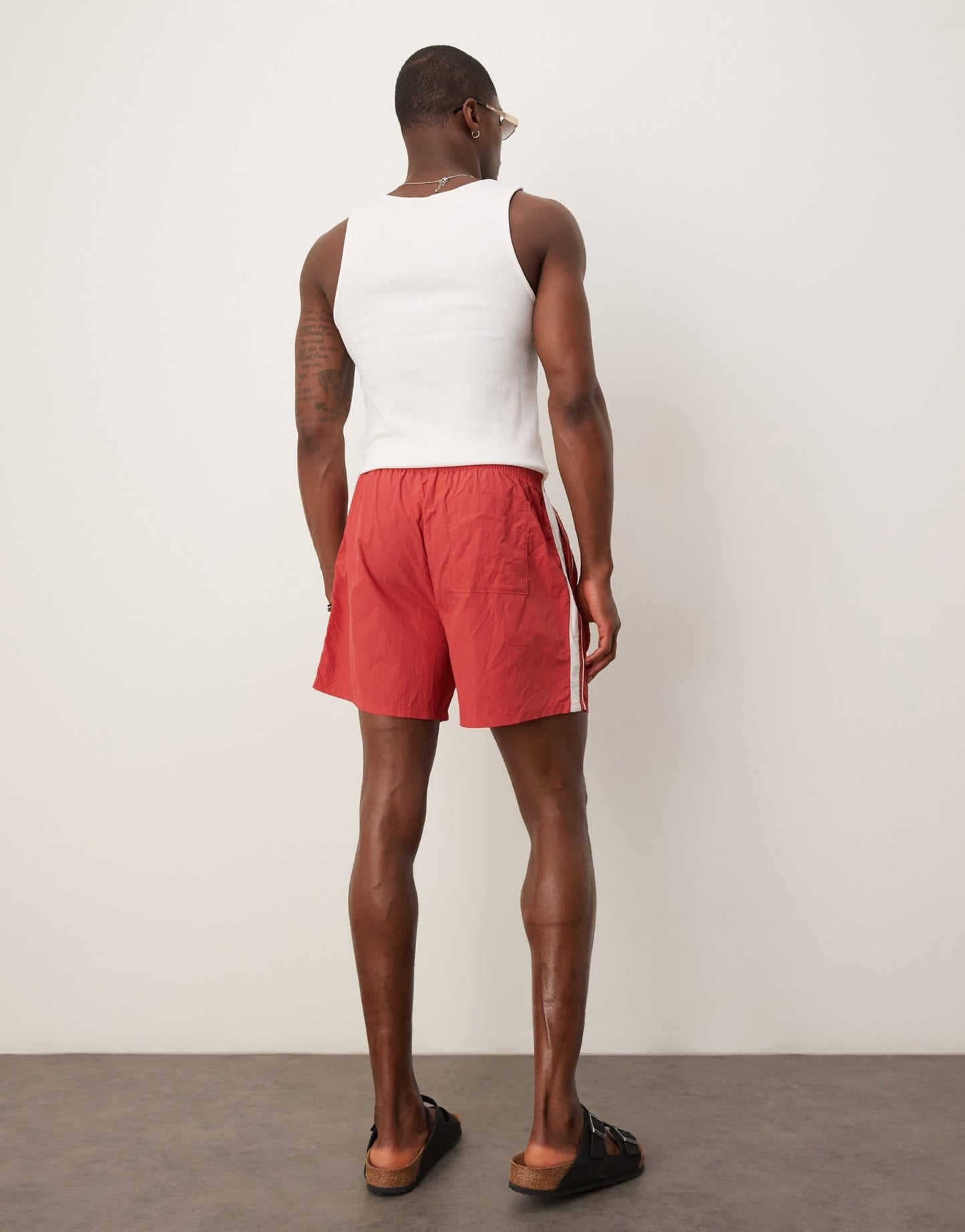 Abercrombie & Fitch relaxed short with contrast side stripe in red - ASOS Sample Sale