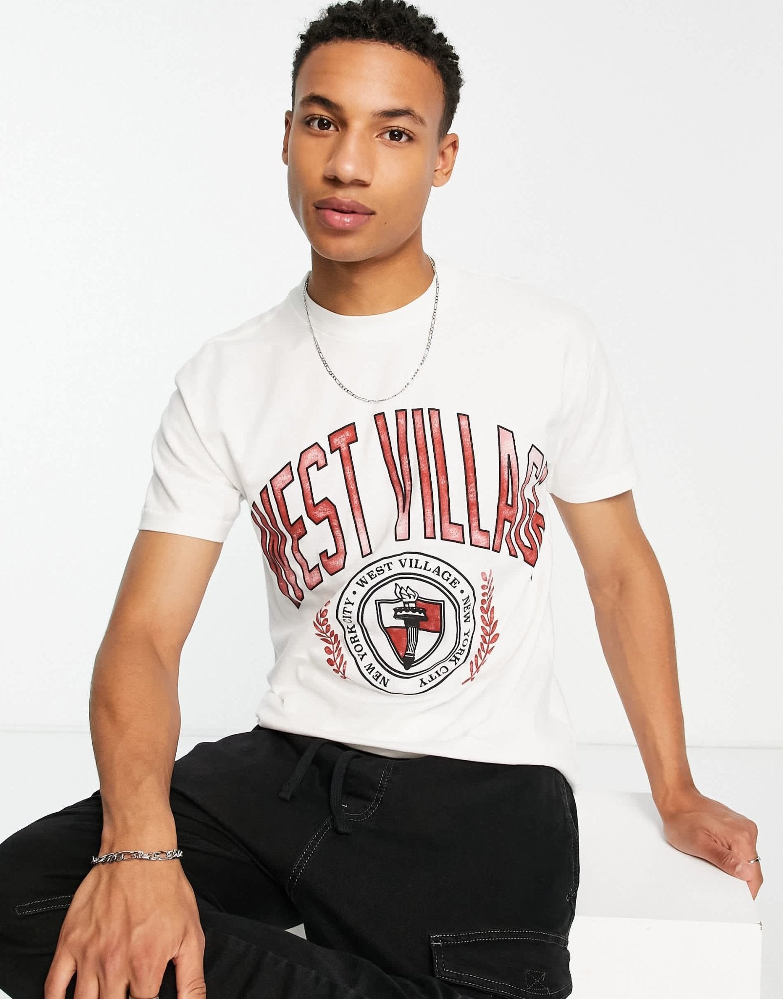 Abercrombie & Fitch retro prep west village print t-shirt in white - ASOS Sample Sale