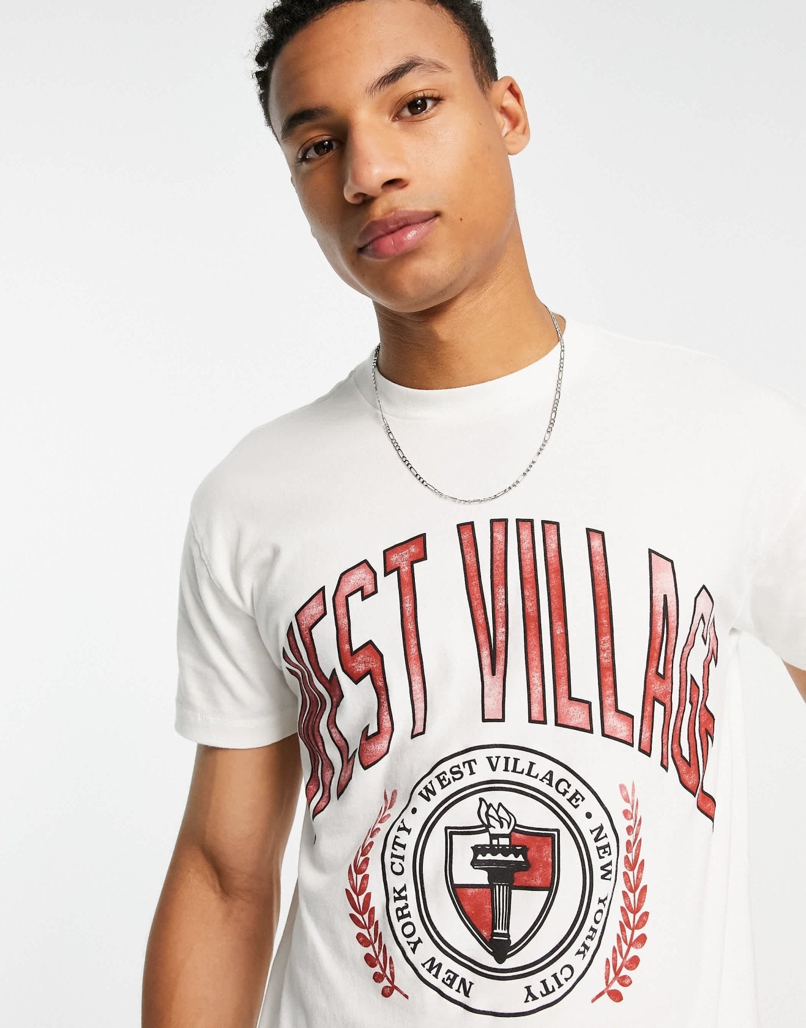 Abercrombie & Fitch retro prep west village print t-shirt in white - ASOS Sample Sale