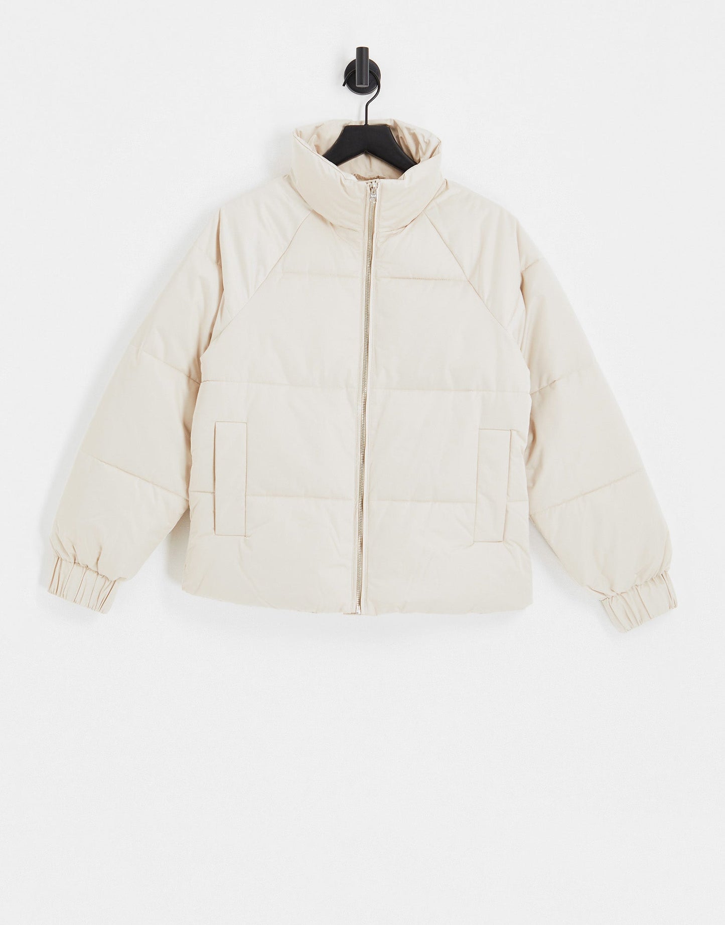 Abercrombie & Fitch satin nylon puffer jacket in light grey - ASOS Sample Sale