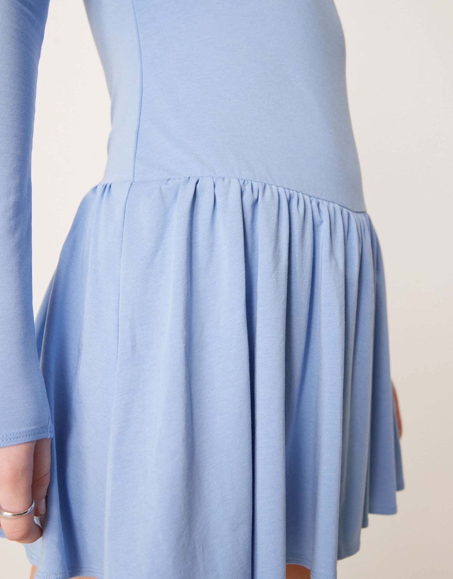 Abercrombie & Fitch scoop back peplum drop waist skort dress in blue - ASOS Sample Sale