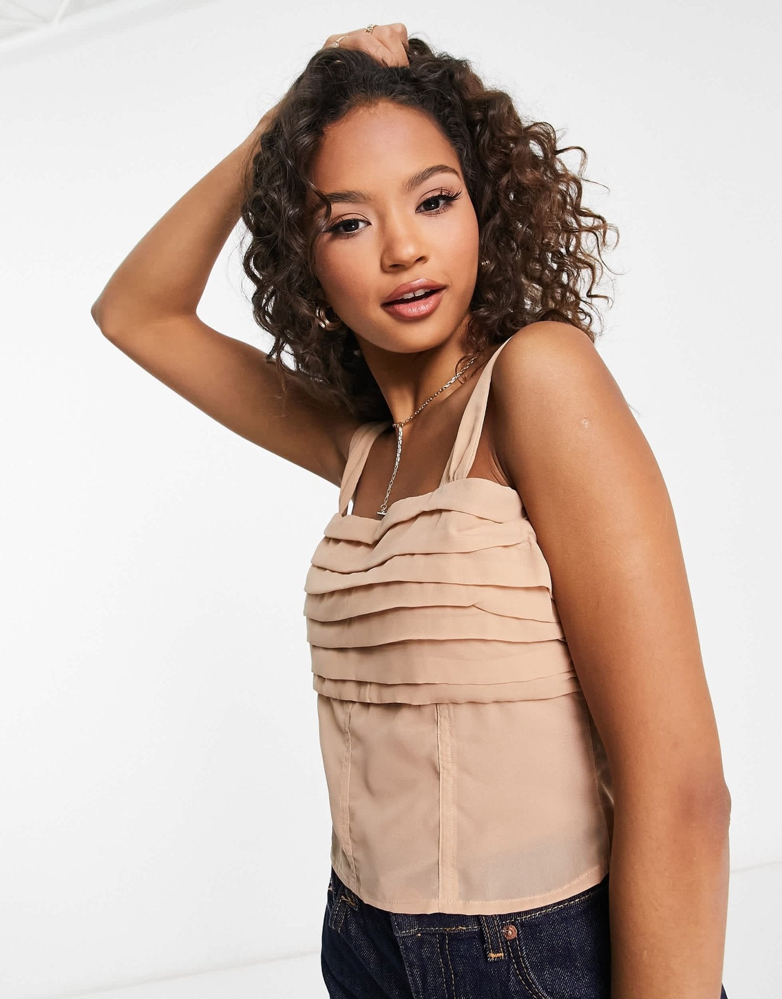 Abercrombie & Fitch sheer babydoll top in brown - ASOS Sample Sale