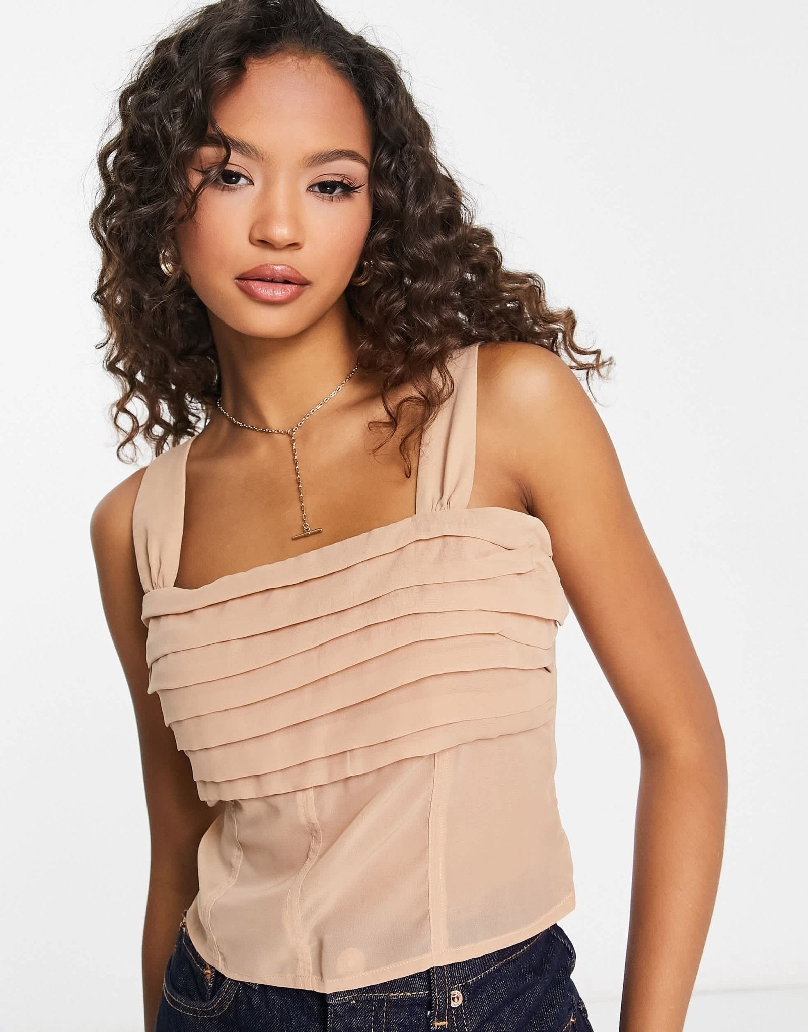 Abercrombie & Fitch sheer babydoll top in brown - ASOS Sample Sale