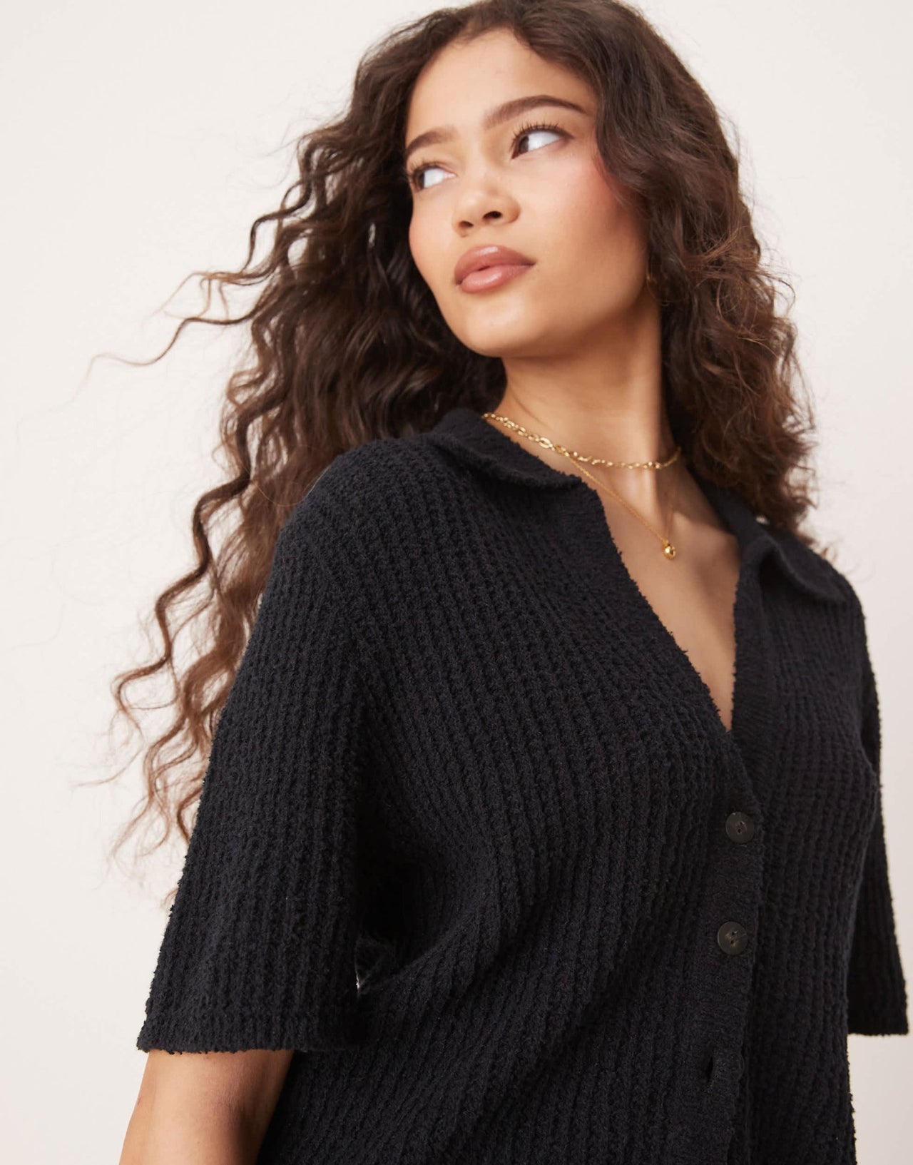 Abercrombie & Fitch short sleeve crochet cardigan in black - ASOS Sample Sale