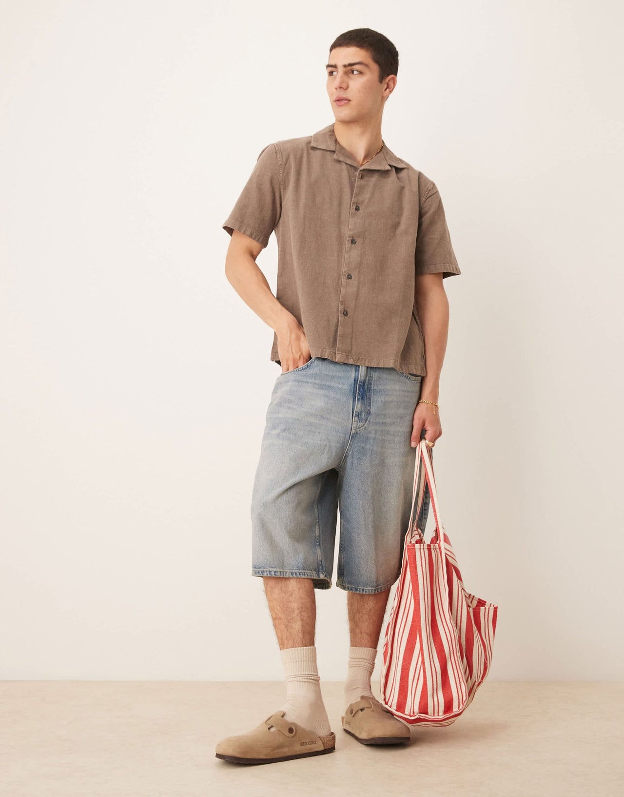 Abercrombie & Fitch short sleeve linen shirt in brown - ASOS Sample Sale