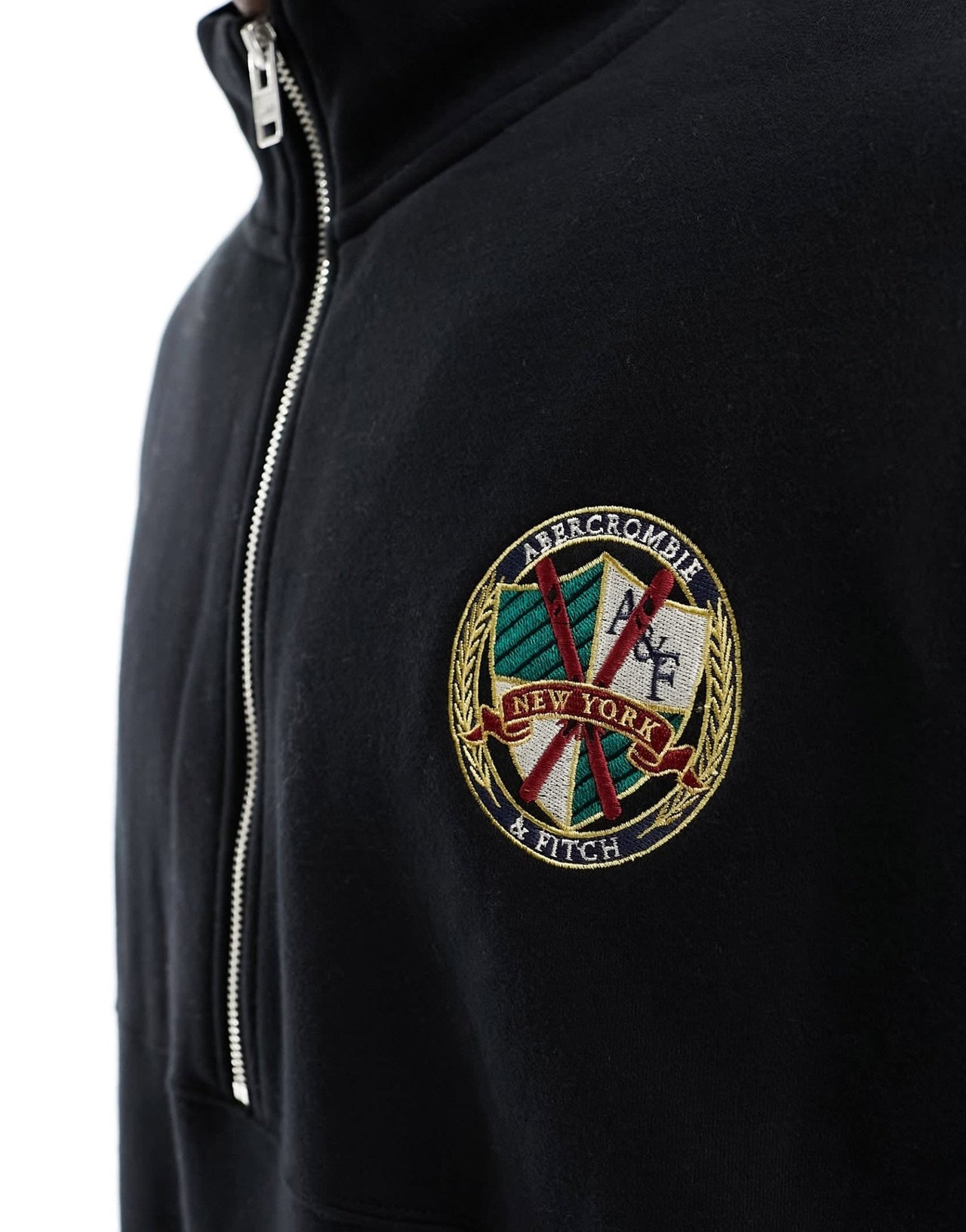 Abercrombie & Fitch ski badge oversized half zip sweatshirt in black co - ord - ASOS Sample Sale