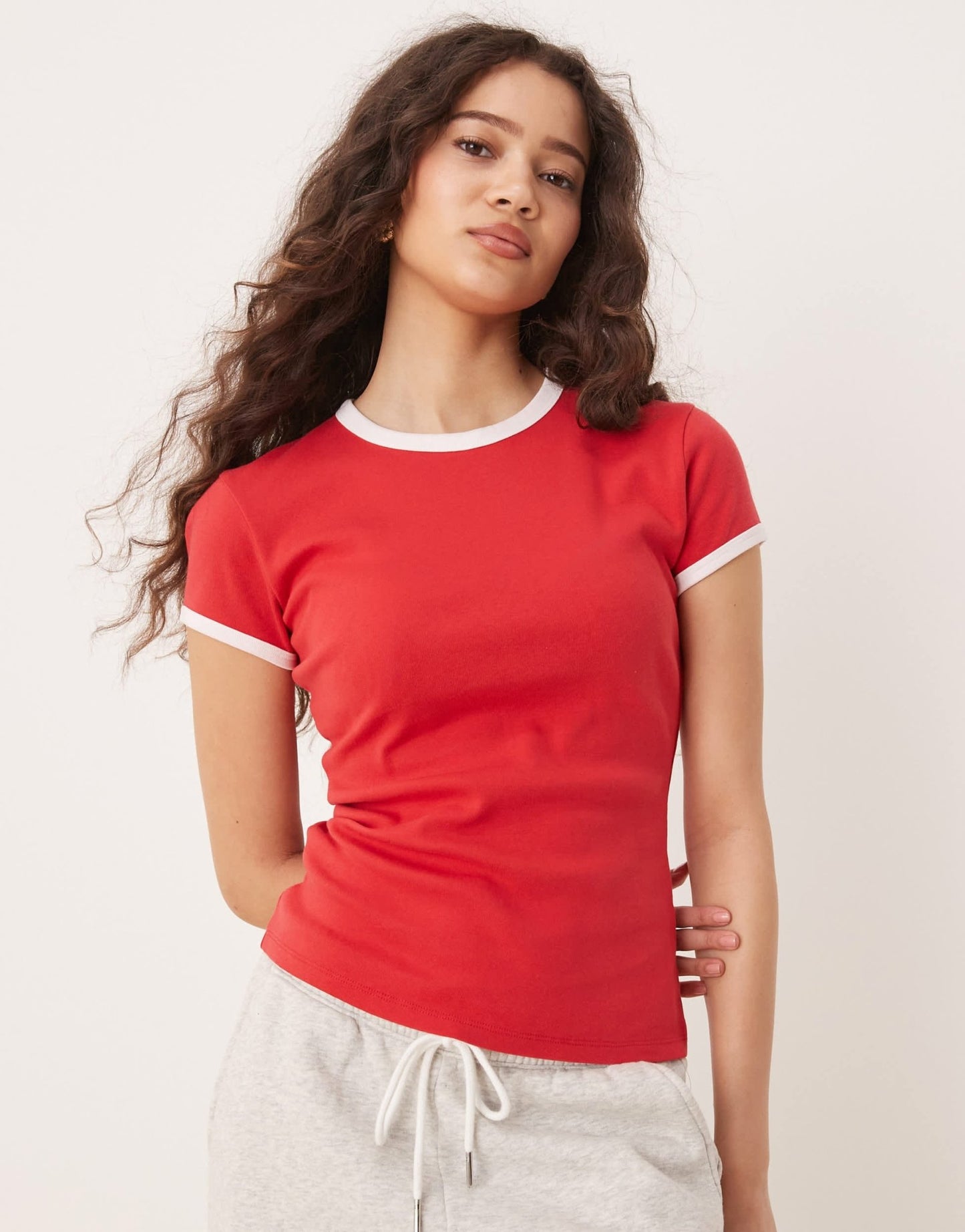 Abercrombie & Fitch slim fit ribbed t-shirt in red - ASOS Sample Sale