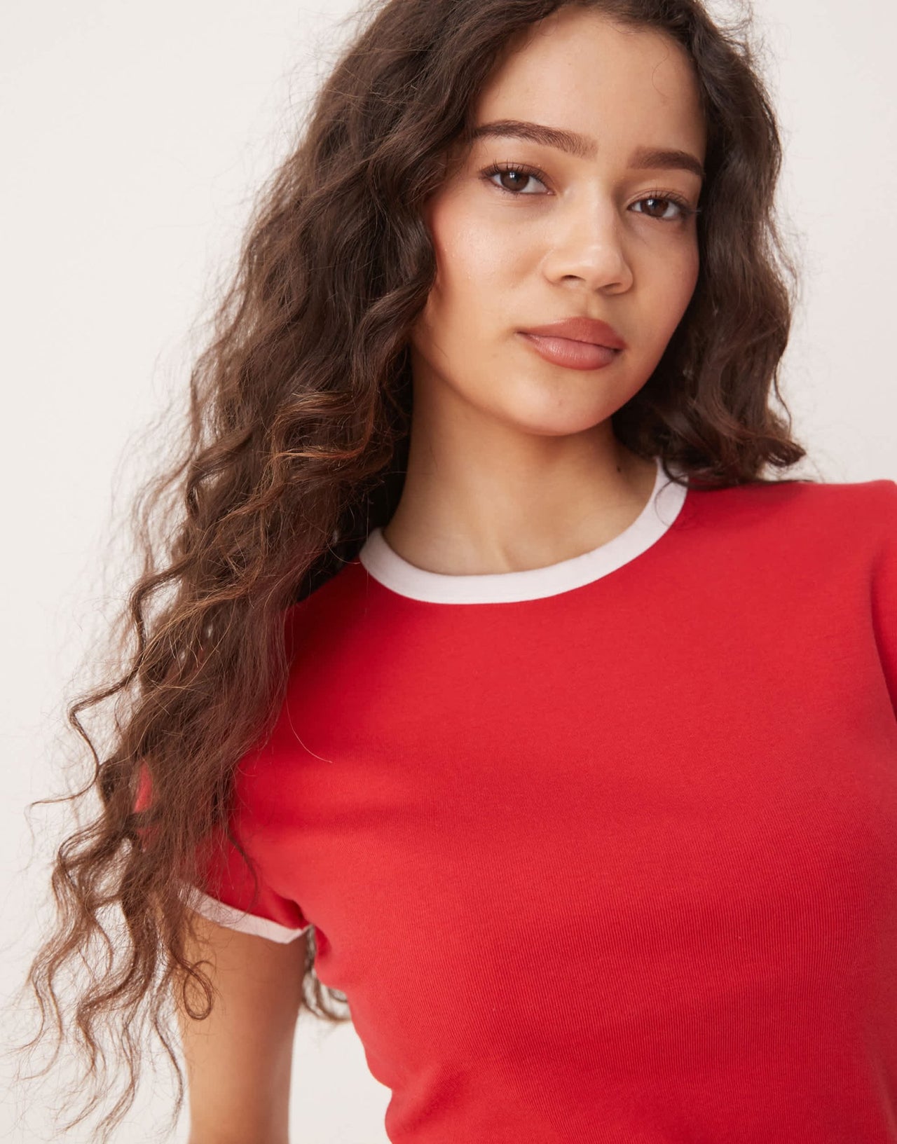 Abercrombie & Fitch slim fit ribbed t-shirt in red - ASOS Sample Sale