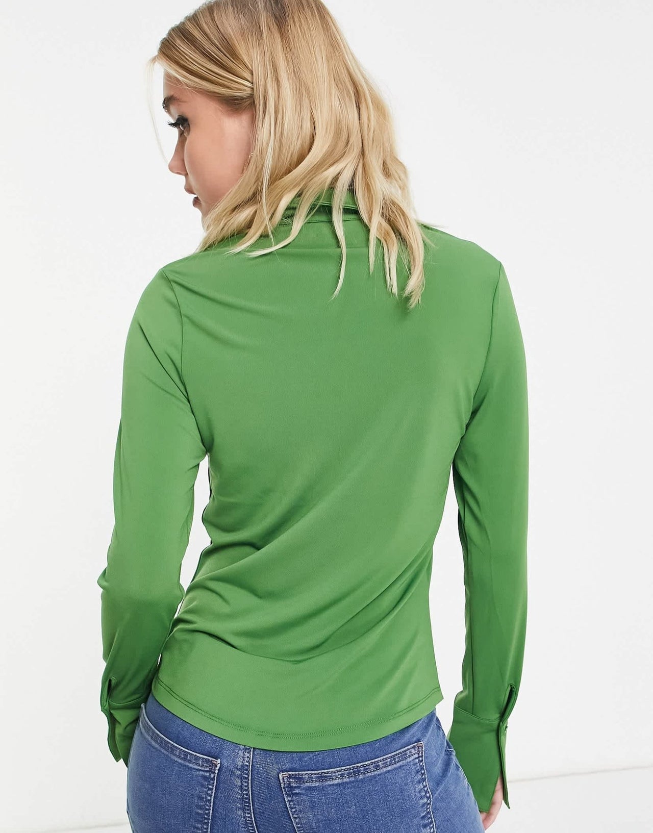 Abercrombie & Fitch slinky slim jersey shirt in green - ASOS Sample Sale