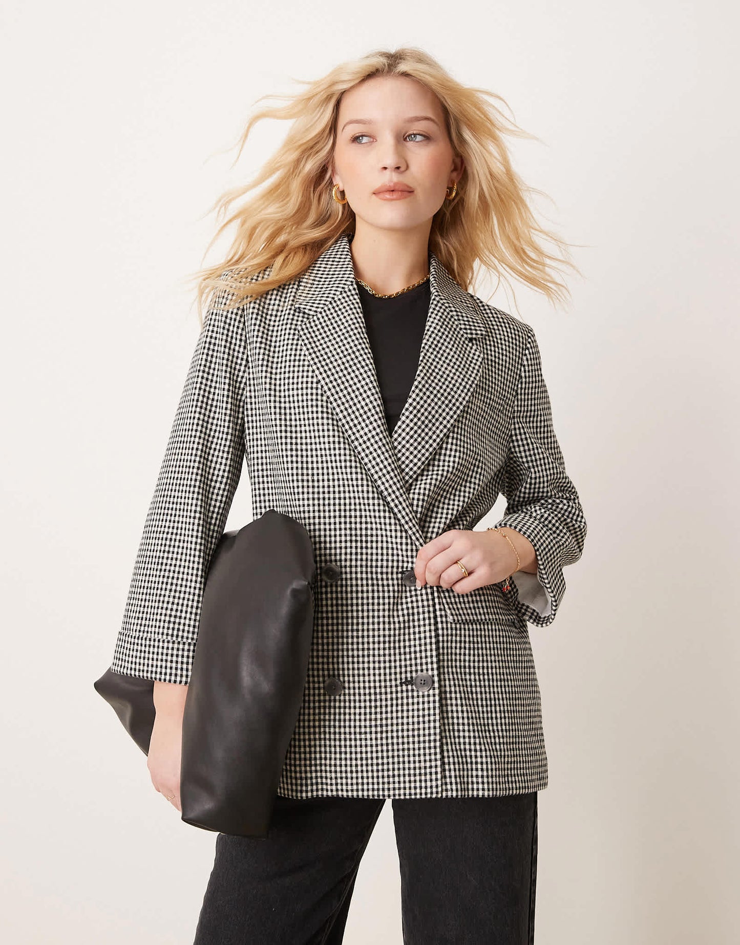 Abercrombie & Fitch slouchy double breasted blazer in black gingham - ASOS Sample Sale
