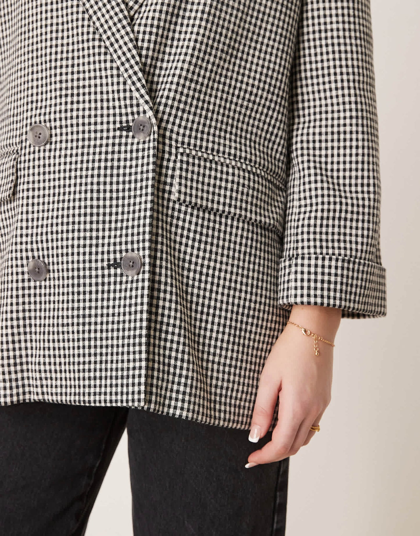 Abercrombie & Fitch slouchy double breasted blazer in black gingham - ASOS Sample Sale