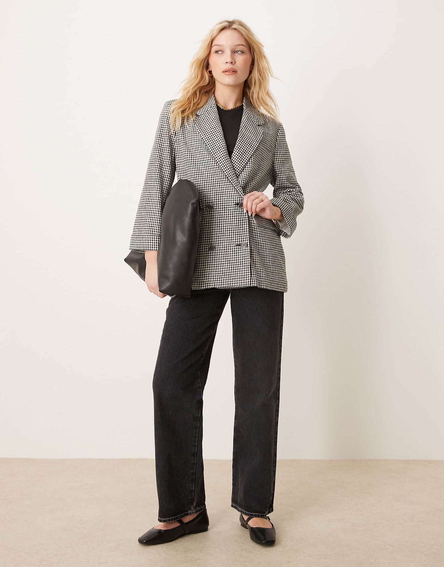 Abercrombie & Fitch slouchy double breasted blazer in black gingham - ASOS Sample Sale