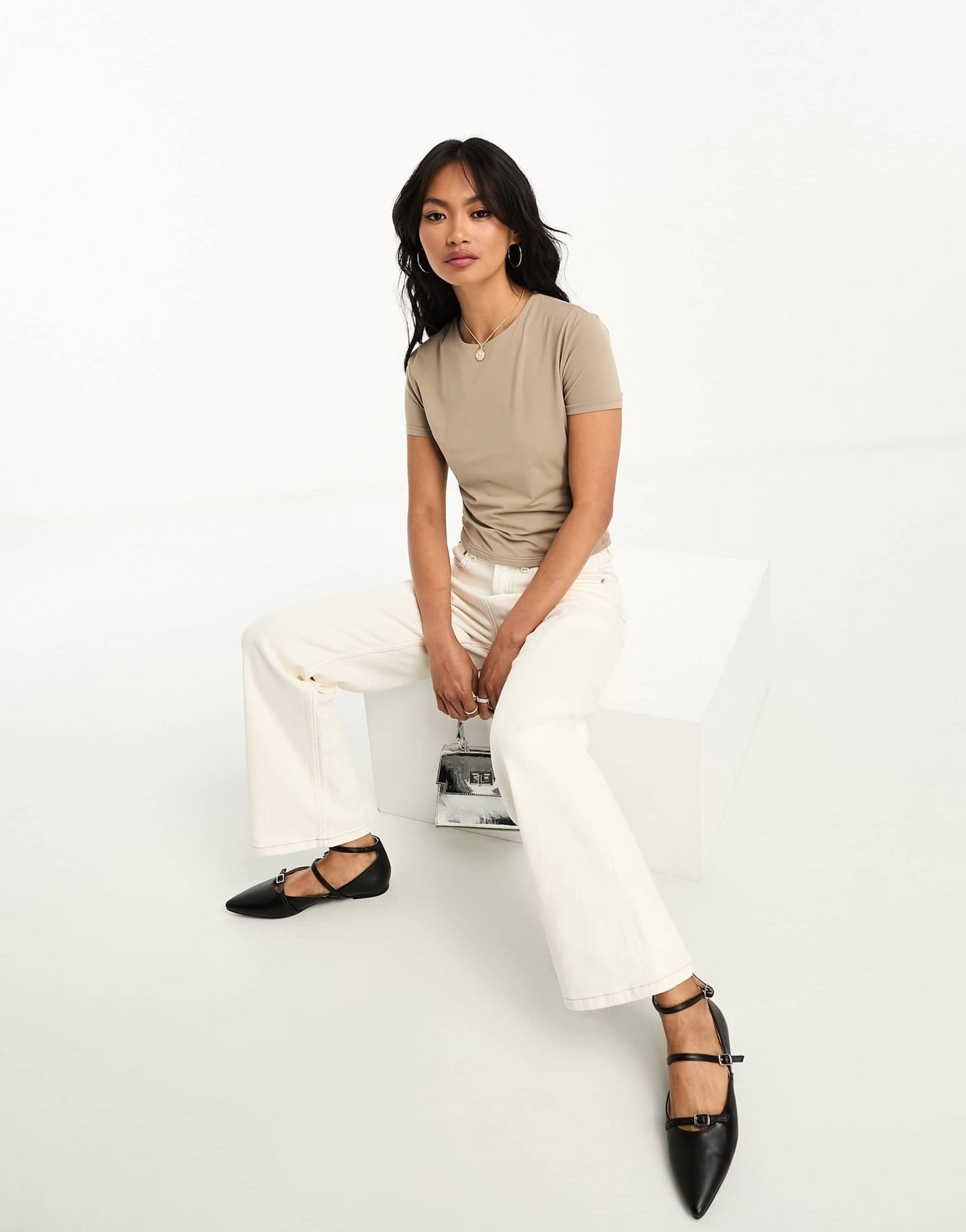 Abercrombie & Fitch soft matte short sleeve baby tee in brown - ASOS Sample Sale