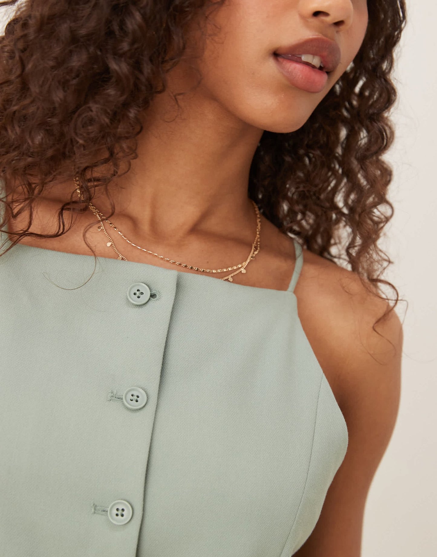 Abercrombie & Fitch square neck strappy detail longline top in green - ASOS Sample Sale