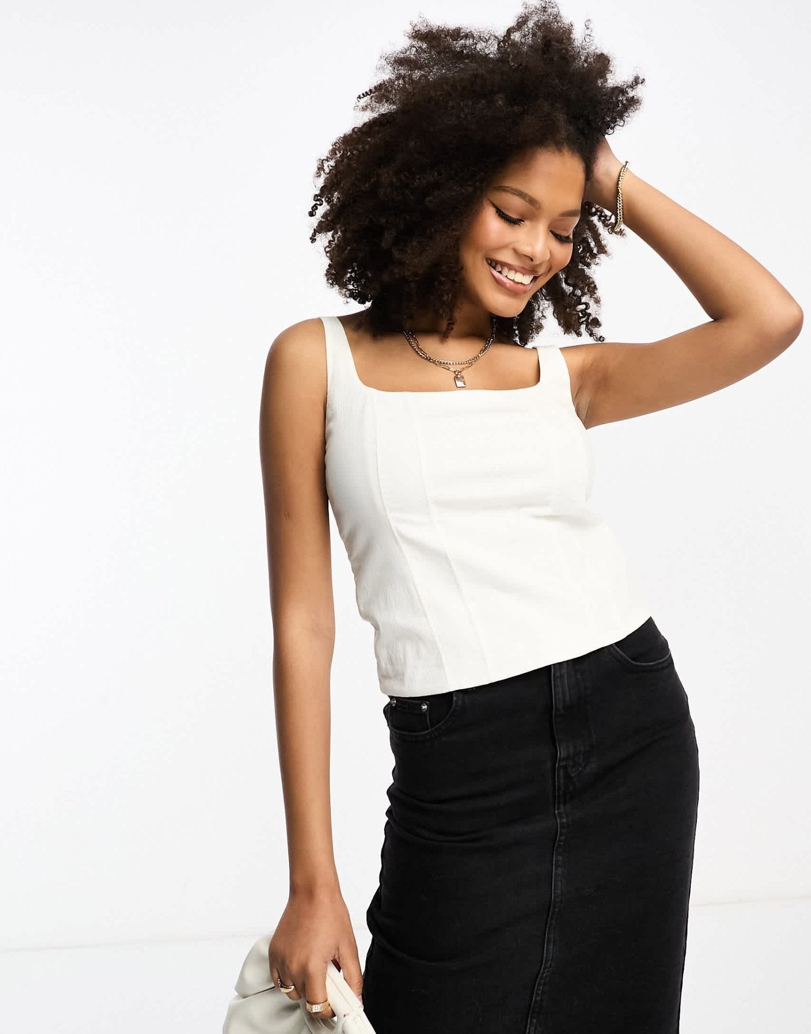 Abercrombie & Fitch square neck top in white - ASOS Sample Sale