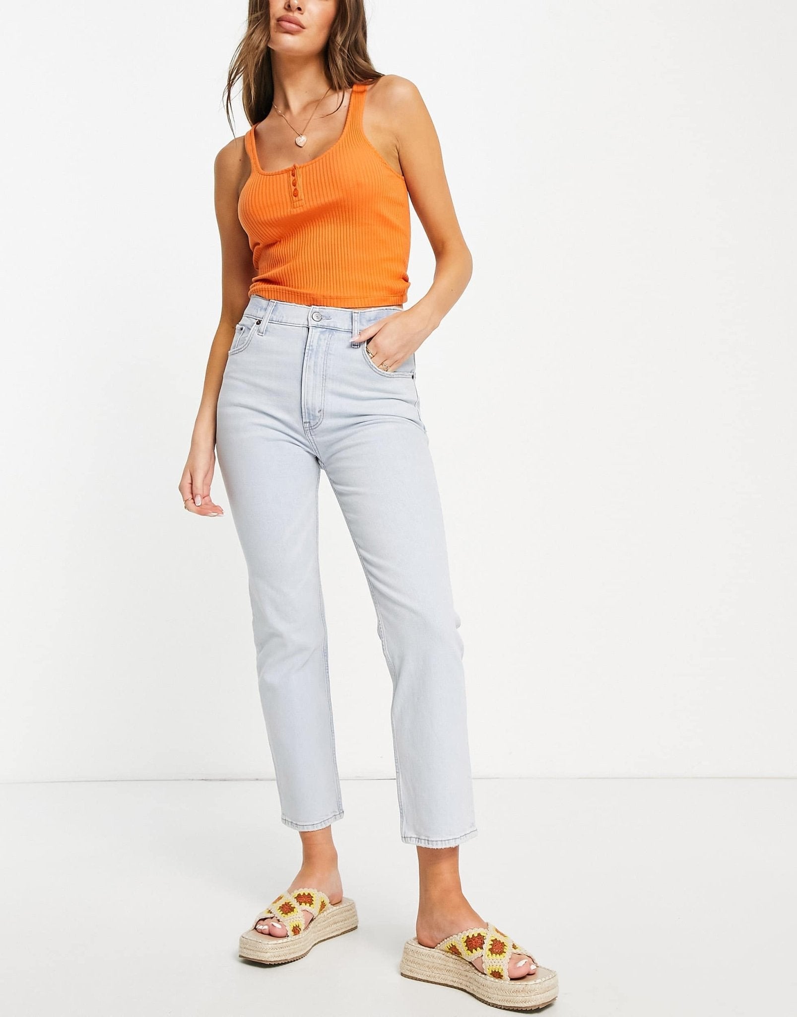 Abercrombie & Fitch straight leg jeans in light wash - ASOS Sample Sale