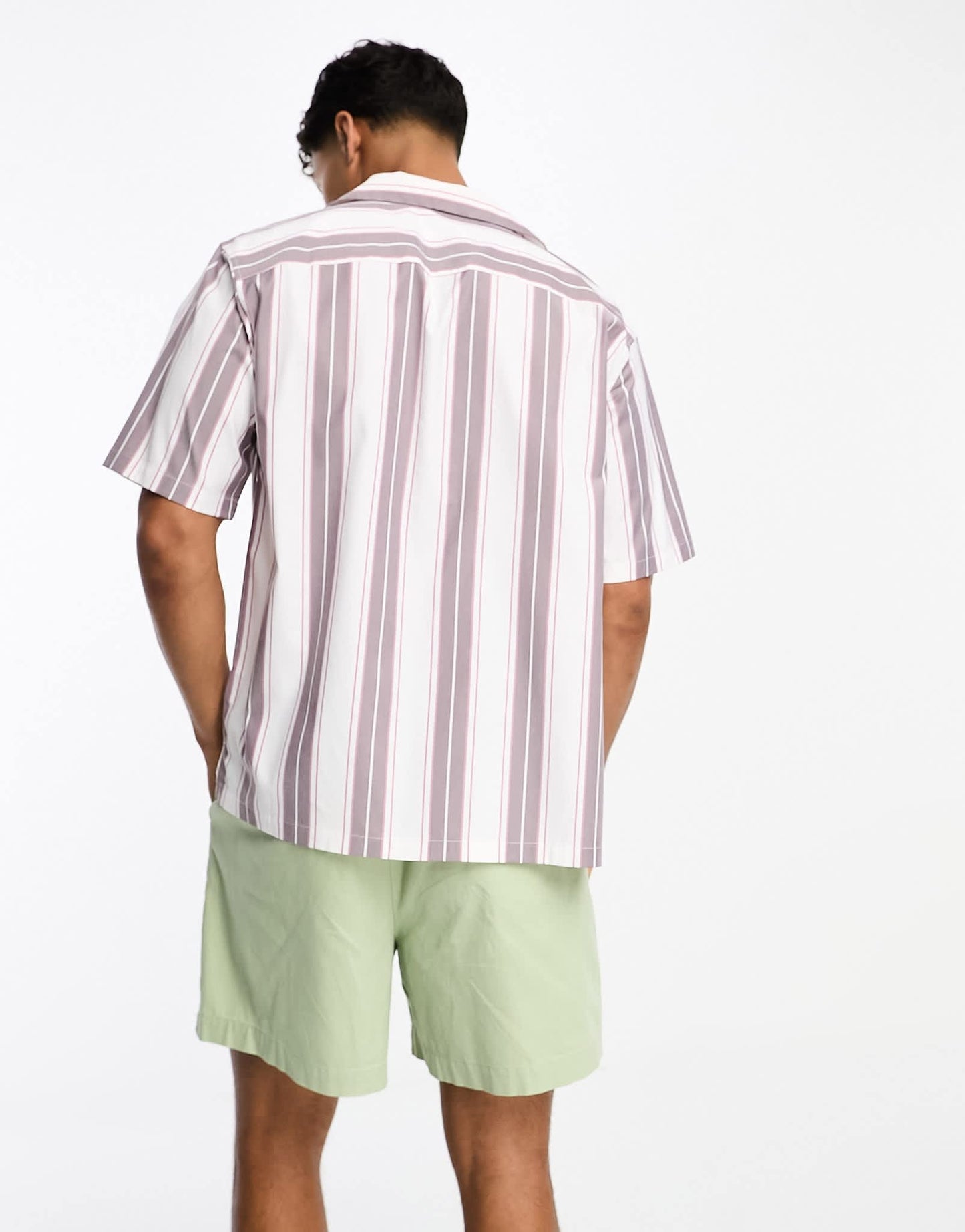 Abercrombie & Fitch striped short sleeve shirt in white and pink - ASOS Sample Sale