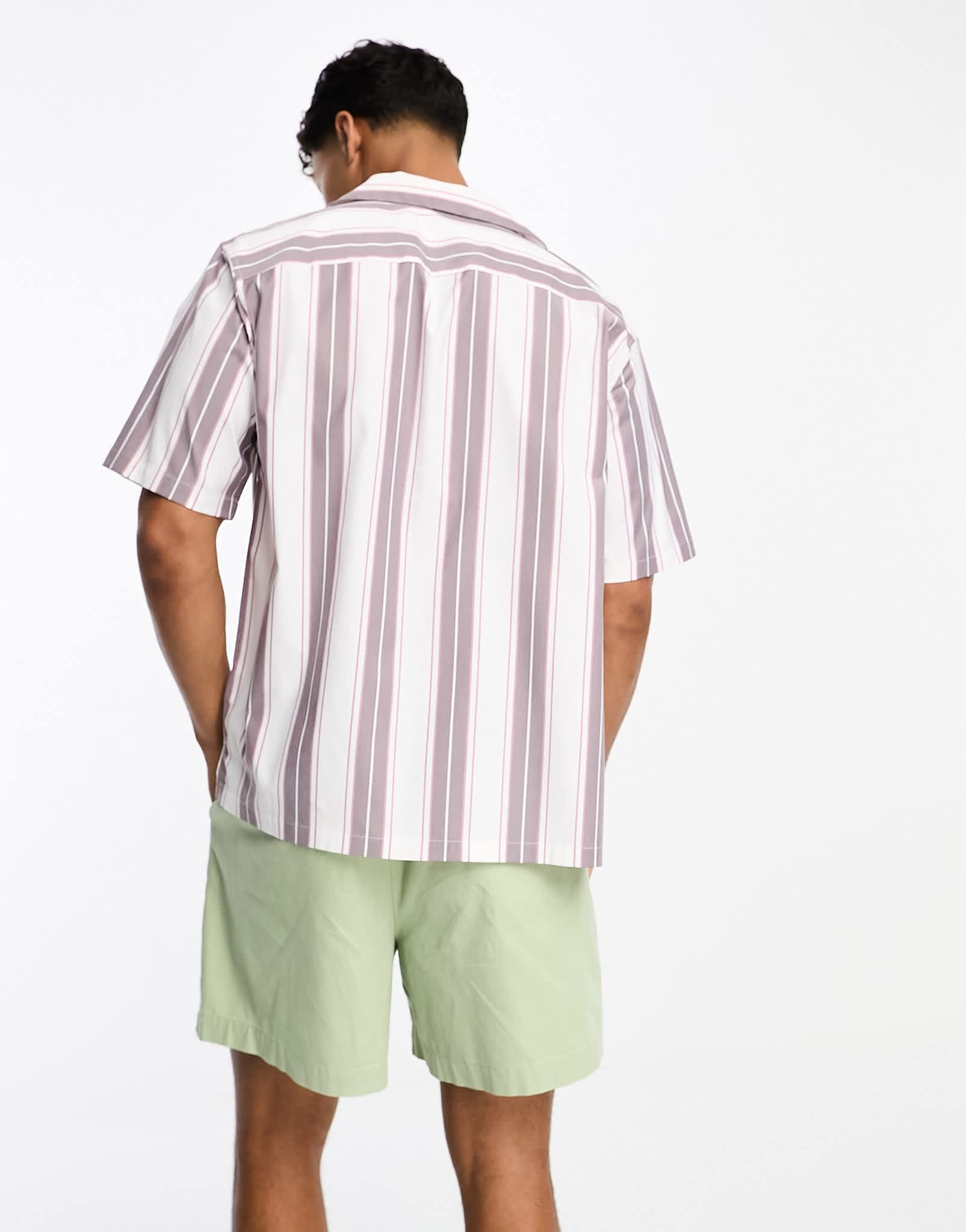 Abercrombie & Fitch striped short sleeve shirt in white and pink - ASOS Sample Sale