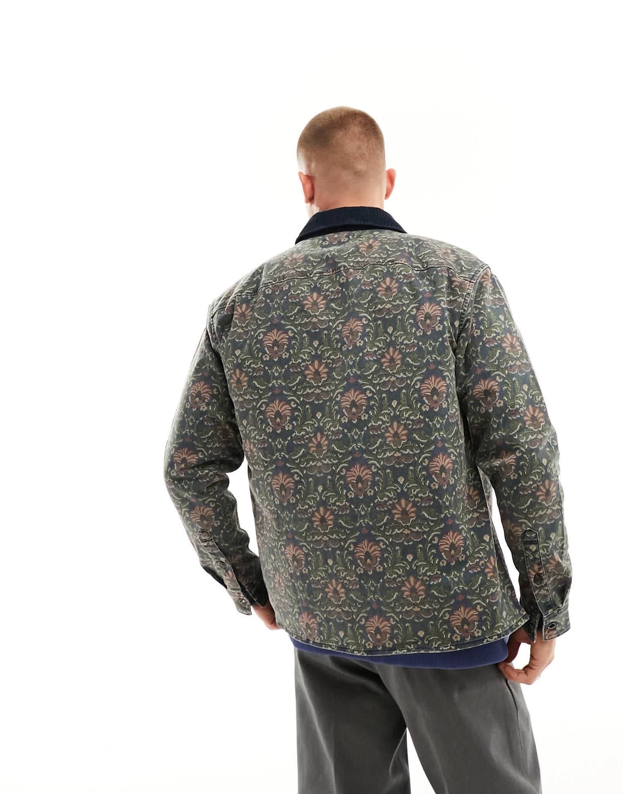 Abercrombie & Fitch tapestry print twill overshirt in navy - ASOS Sample Sale