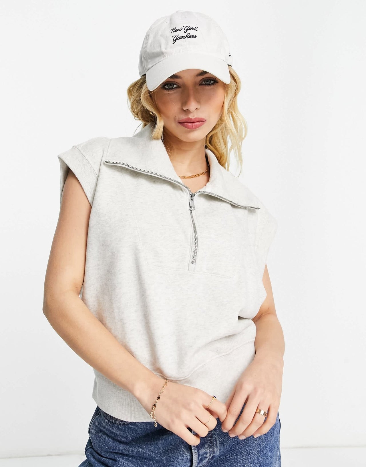 Abercrombie & Fitch terry shoulder pad vest in grey - ASOS Sample Sale