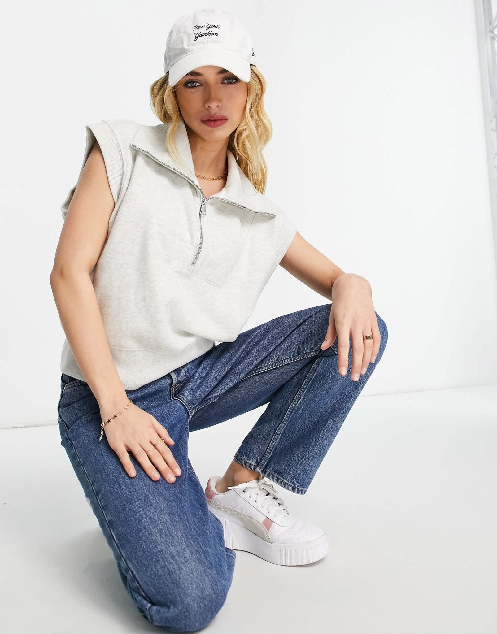 Abercrombie & Fitch terry shoulder pad vest in grey - ASOS Sample Sale