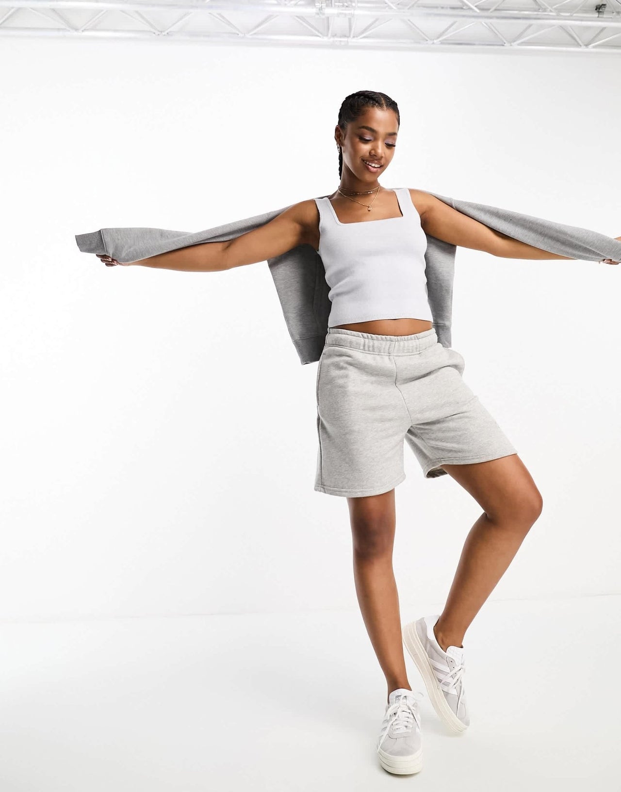 Abercrombie & Fitch textured square neck tank top in grey - ASOS Sample Sale