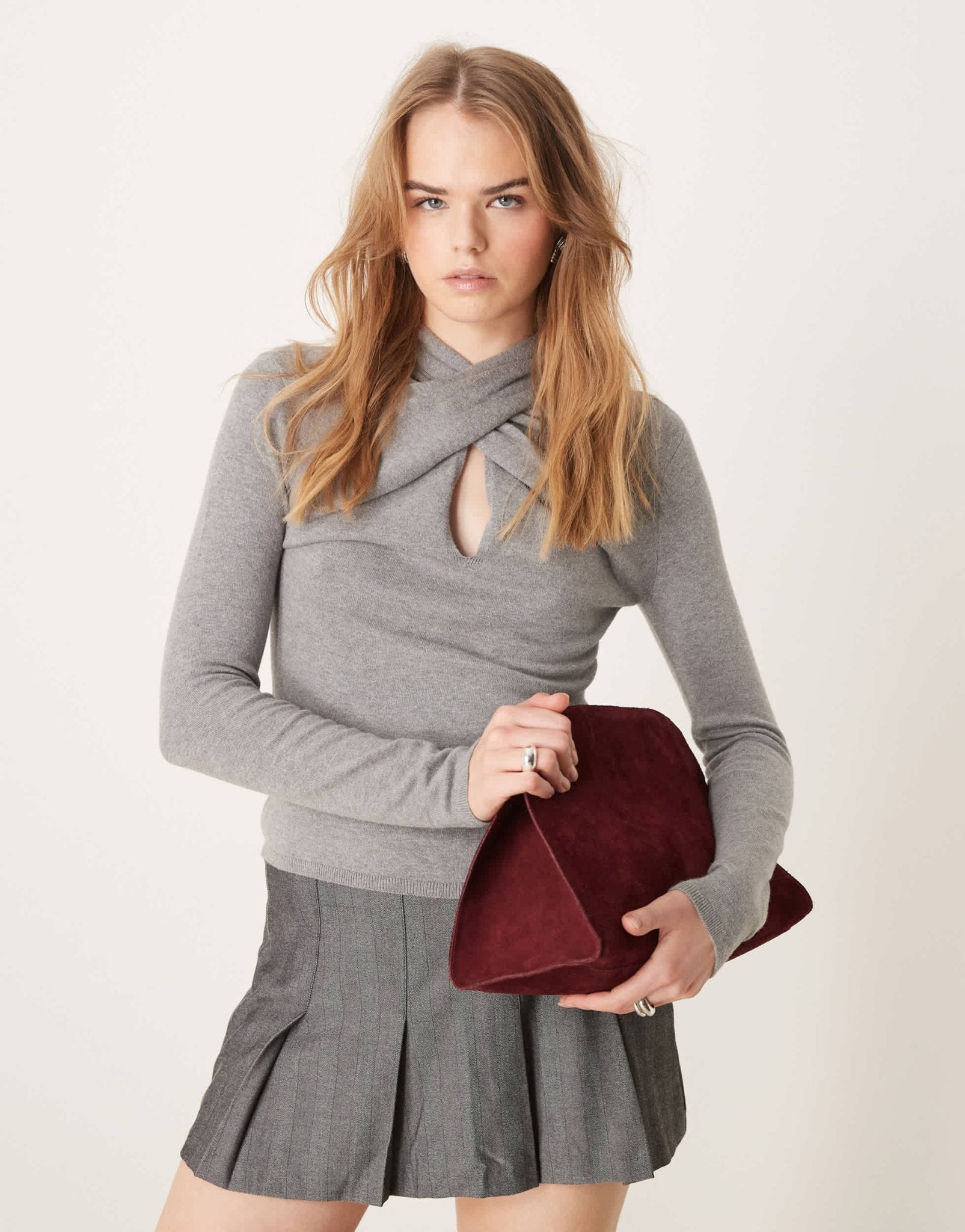 Abercrombie & Fitch twist front detail top in charcoal - ASOS Sample Sale