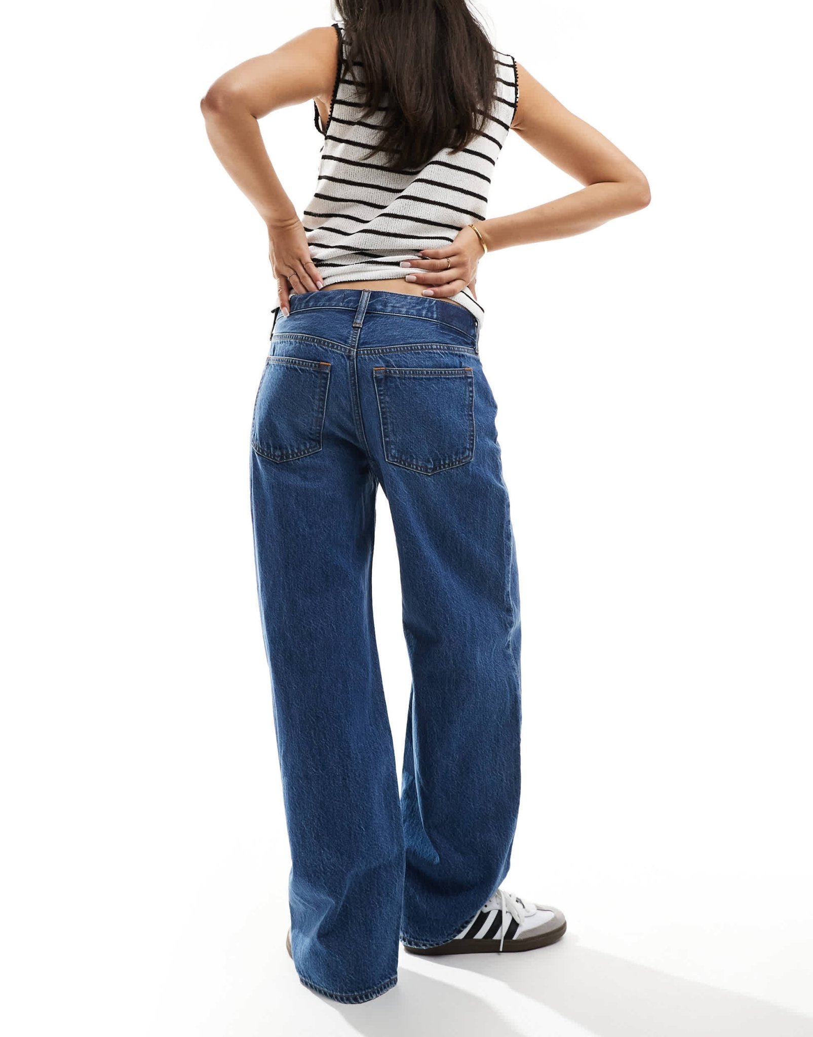 Abercrombie & Fitch ultra loose low rise jean in mid blue - ASOS Sample Sale