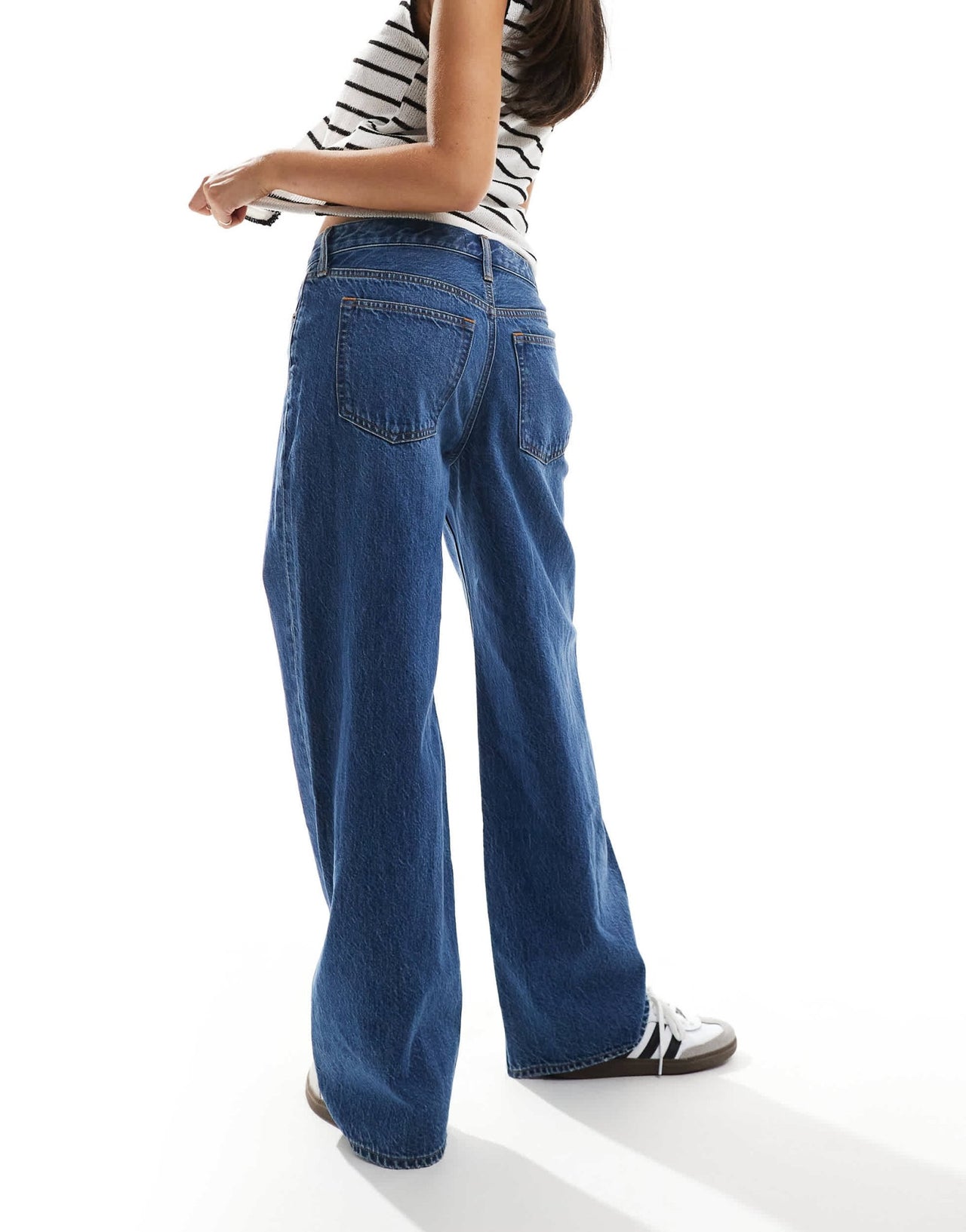 Abercrombie & Fitch ultra loose low rise jean in mid blue - ASOS Sample Sale