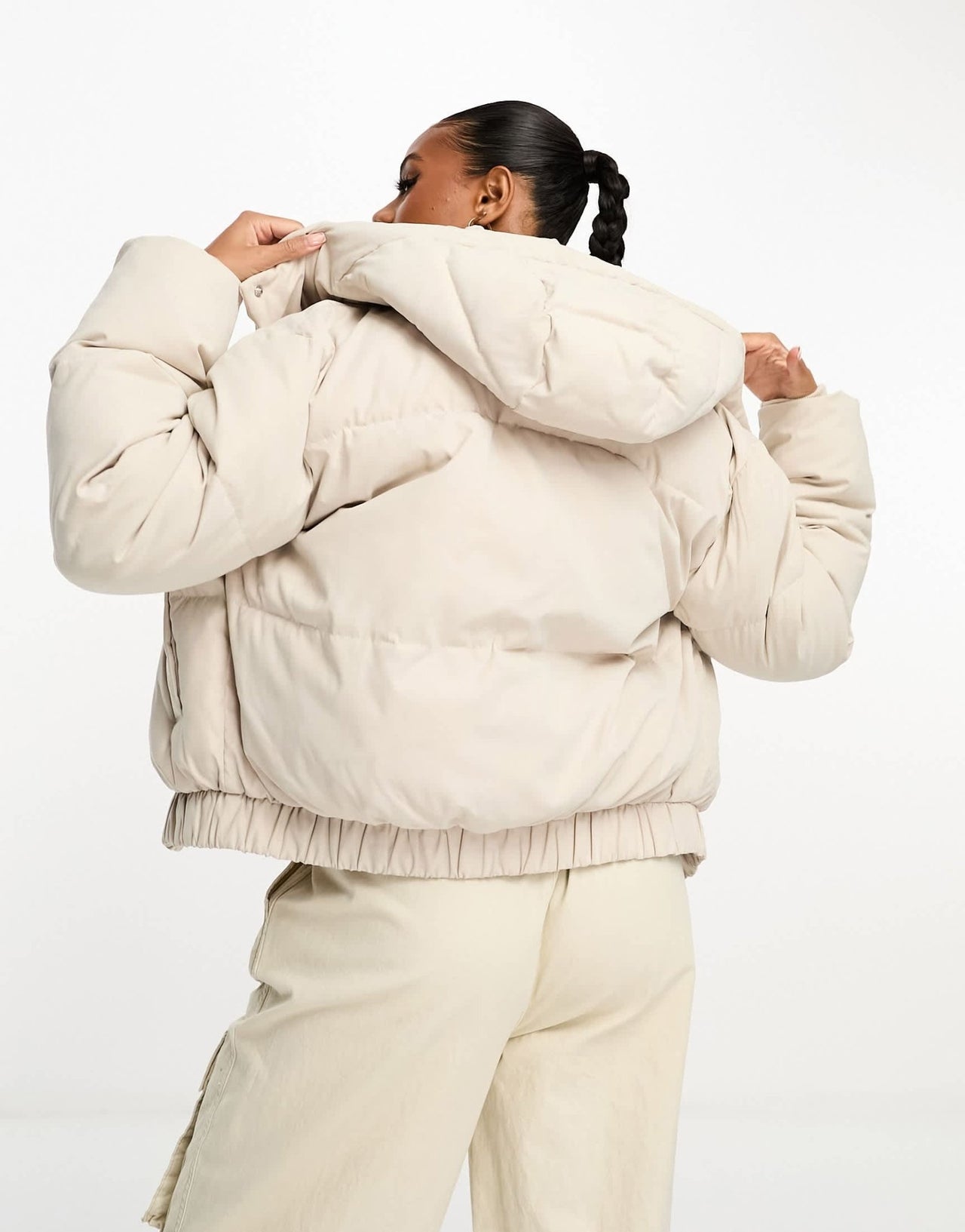 Abercrombie & Fitch ultra mini puffer jacket with hood in greige - ASOS Sample Sale