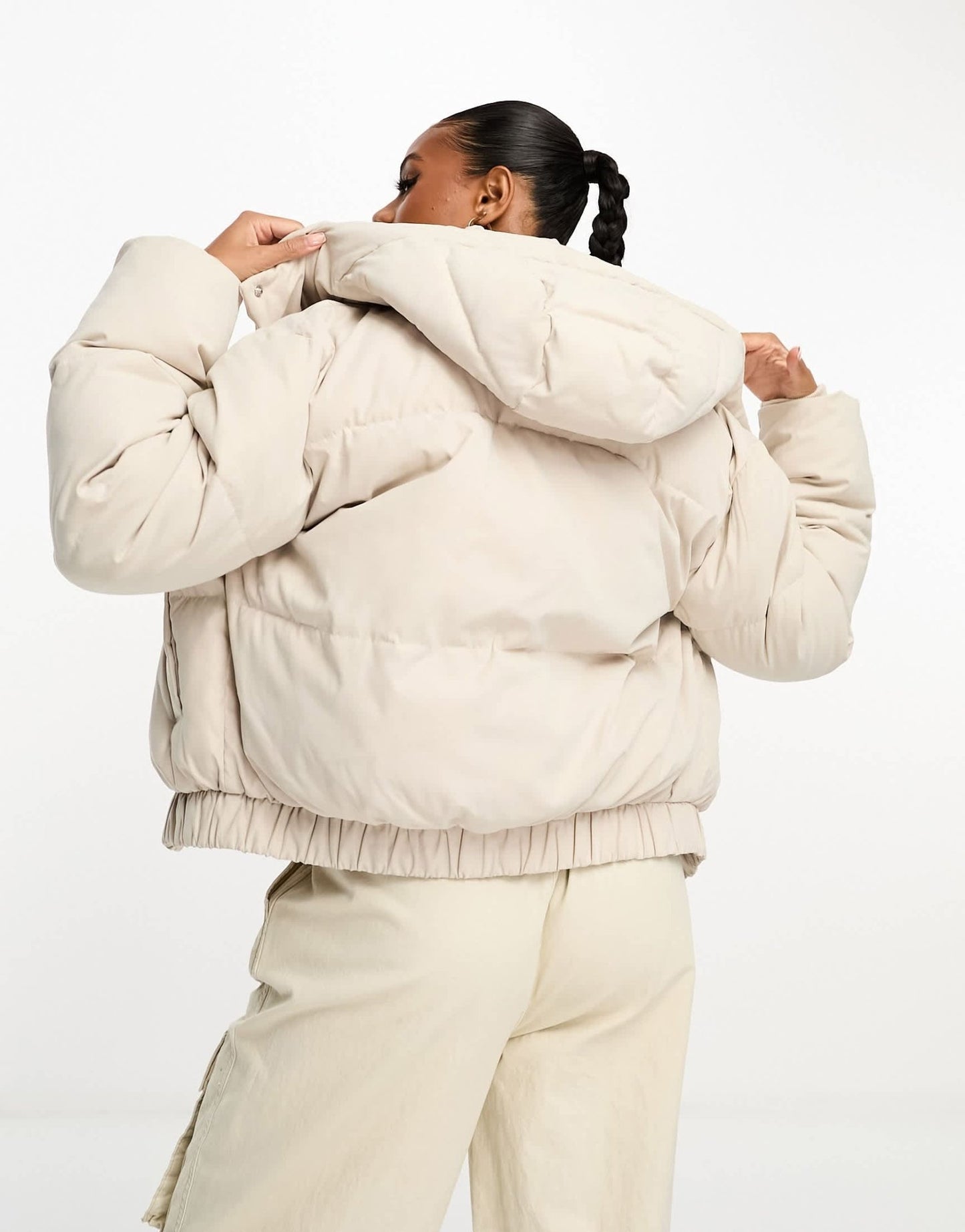 Abercrombie & Fitch ultra mini puffer jacket with hood in greige - ASOS Sample Sale