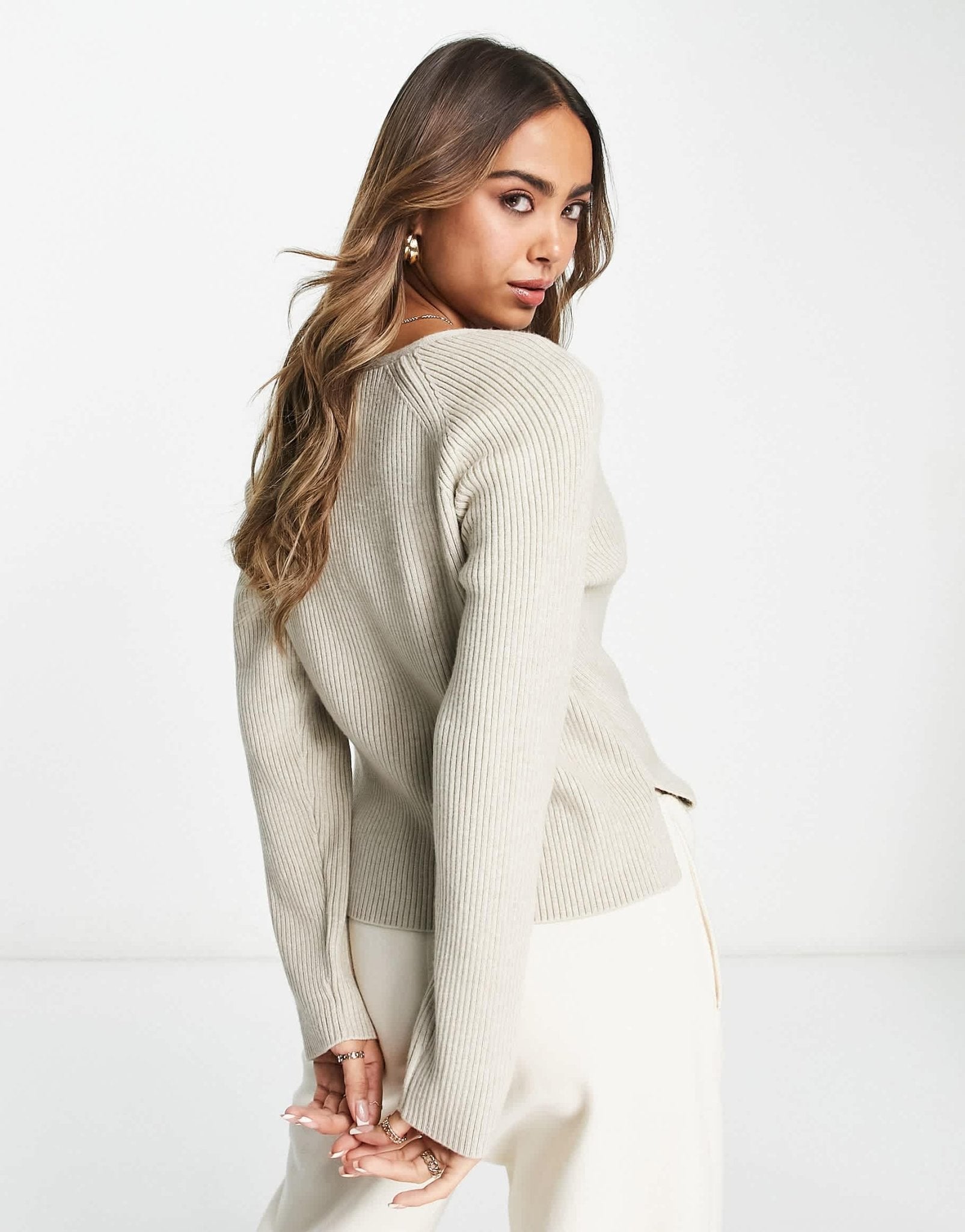 Abercrombie & Fitch v neck jumper in beige - ASOS Sample Sale