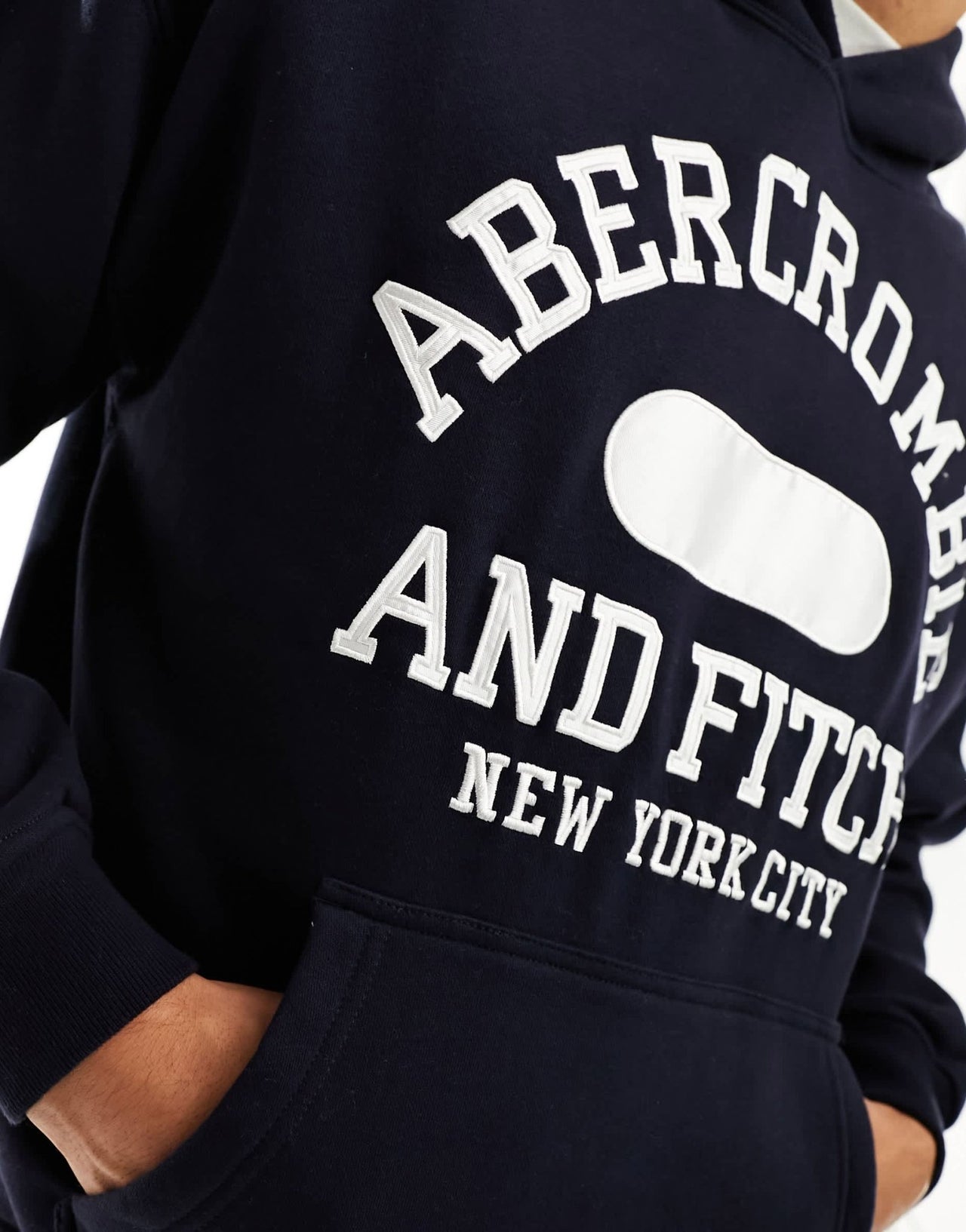 Abercrombie & Fitch varsity logo oversized hoodie in navy - ASOS Sample Sale