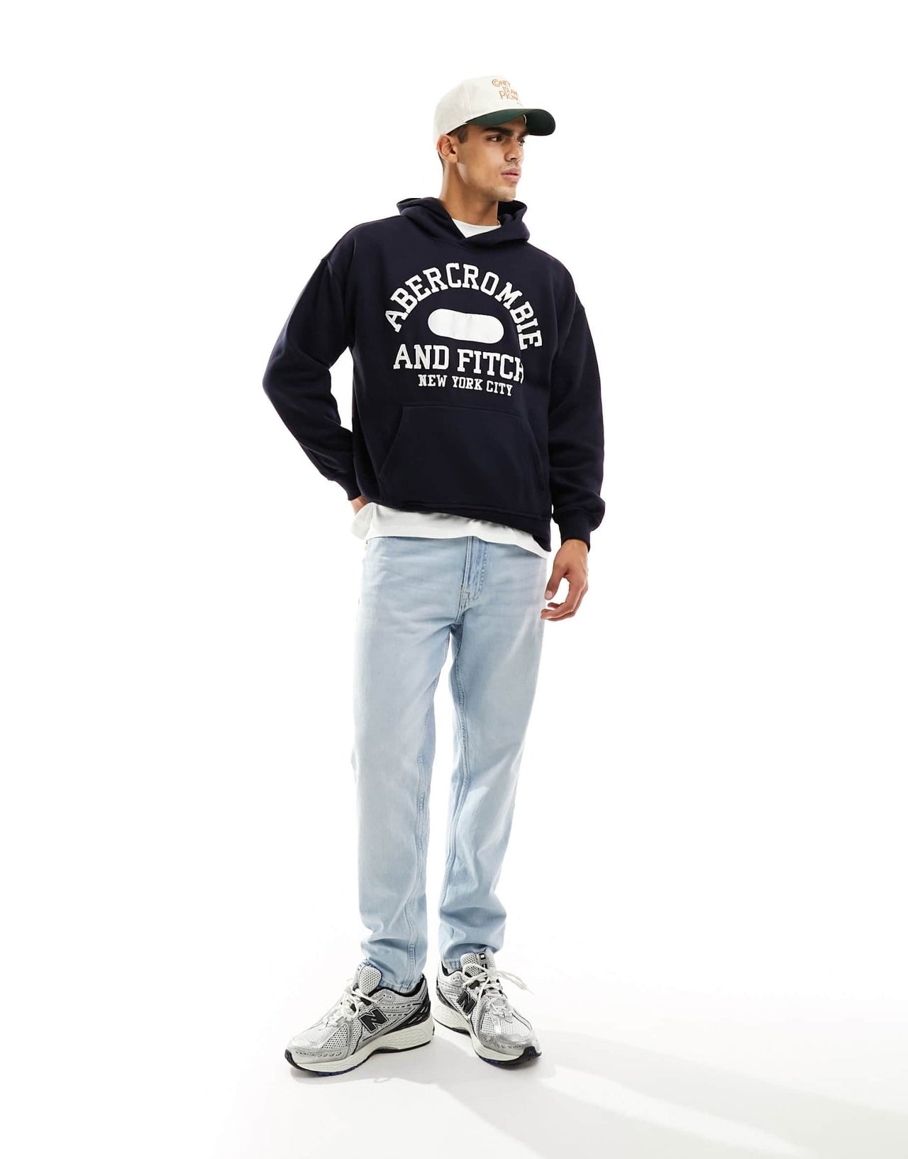 Abercrombie & Fitch varsity logo oversized hoodie in navy - ASOS Sample Sale