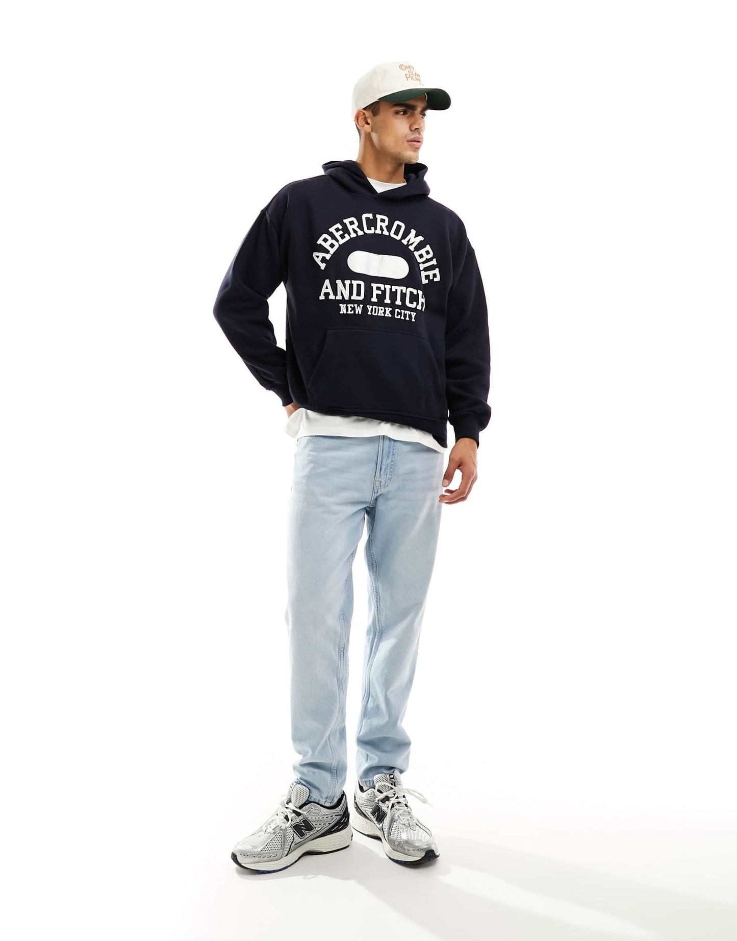 Abercrombie & Fitch varsity logo oversized hoodie in navy - ASOS Sample Sale