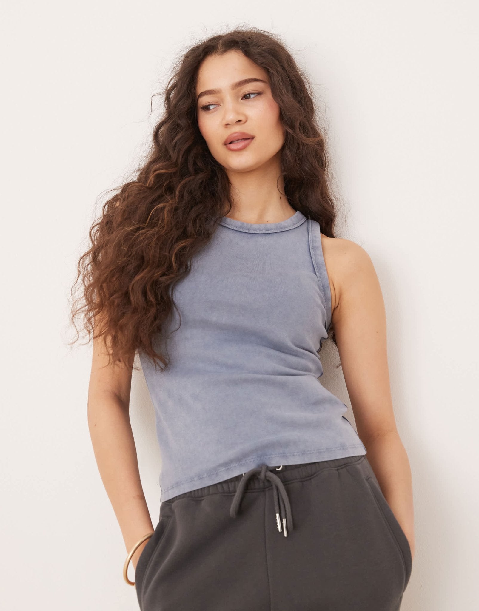 Abercrombie & Fitch vintage rib crew neck tank top in washed blue - ASOS Sample Sale